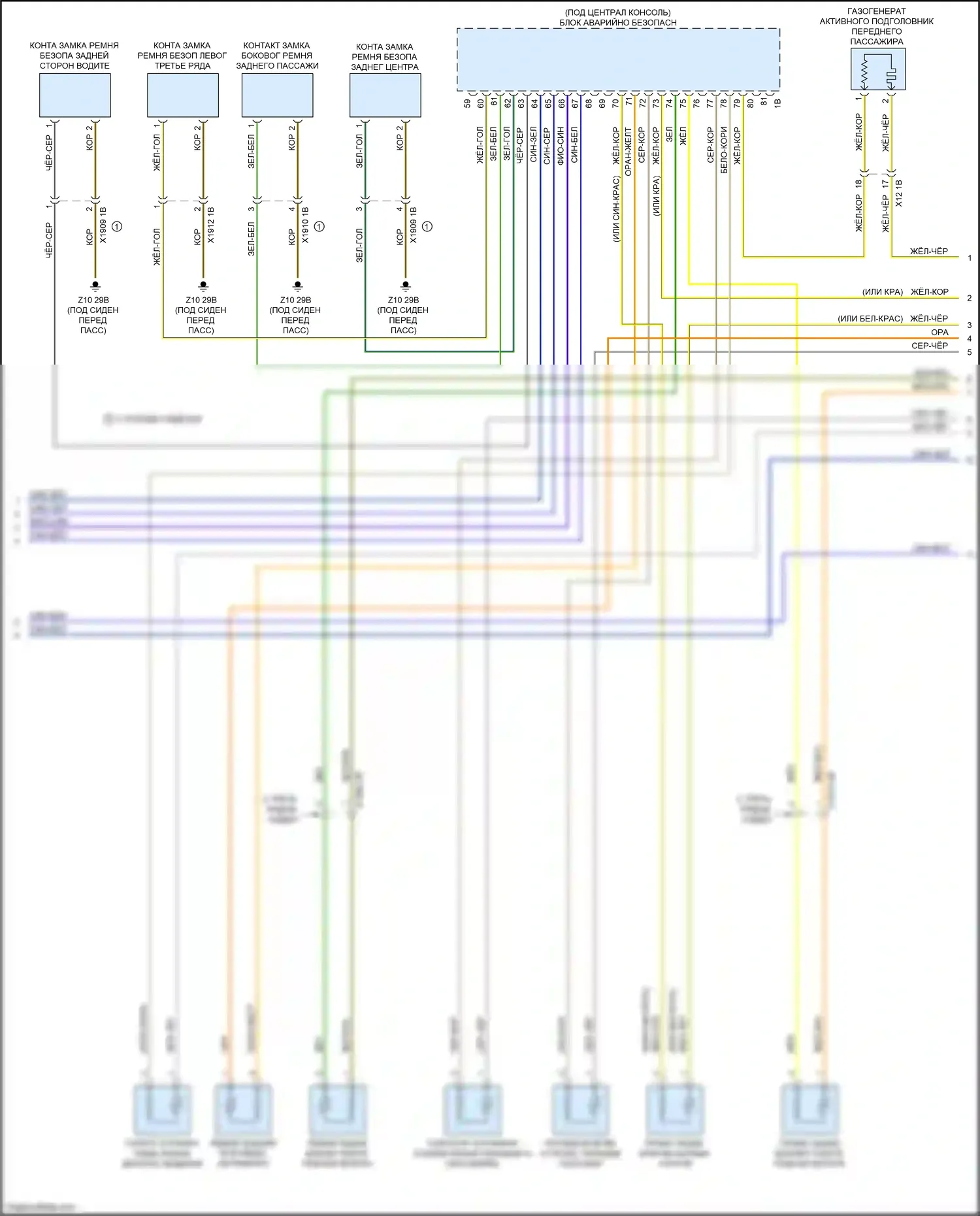 X5 BMW G05 (2018-2023): Электросхема подушек безопасности (3 из 4) 