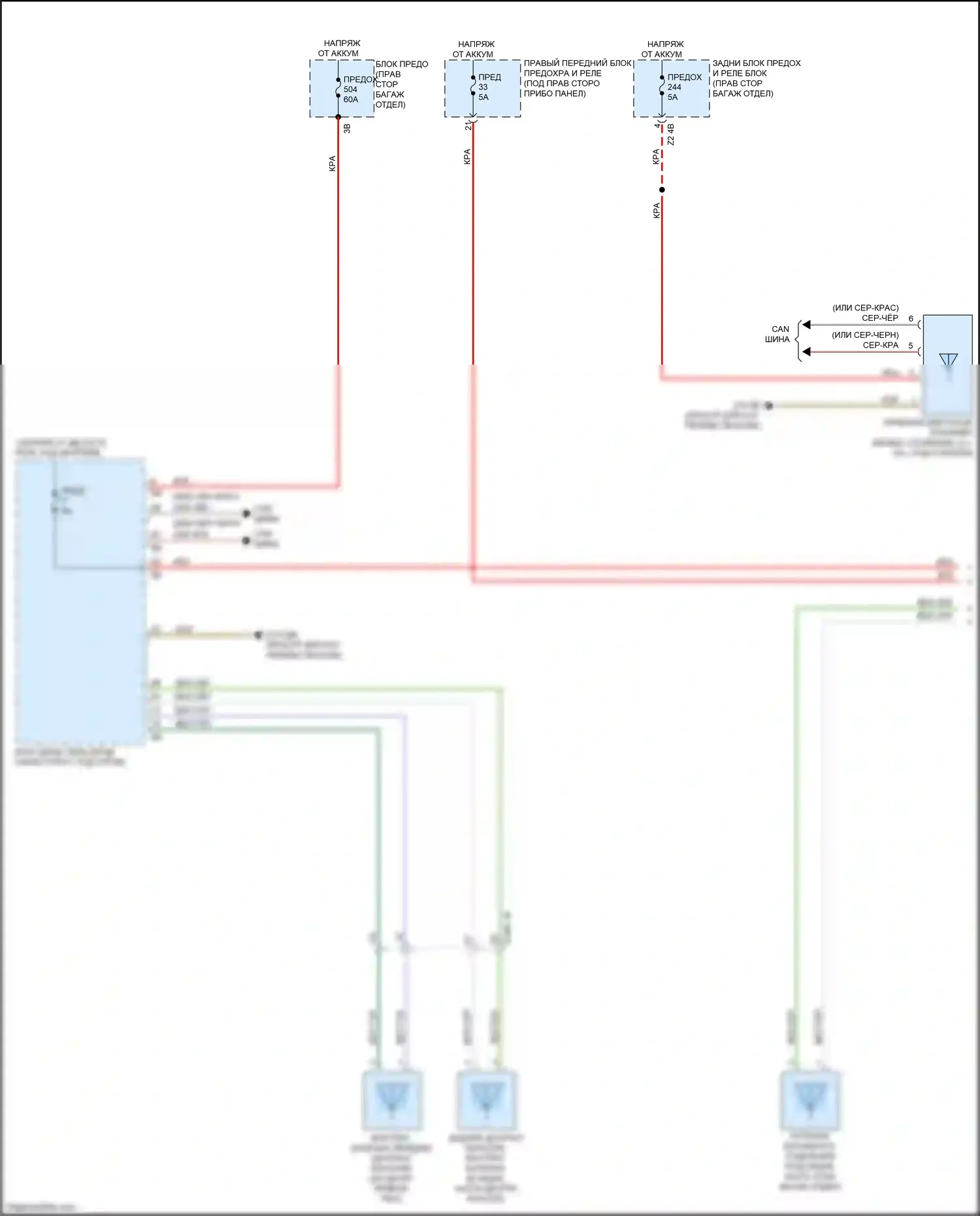 X5 BMW G05 (2018-2023): Электросхема системы бесключевого доступа (1 из 2) 