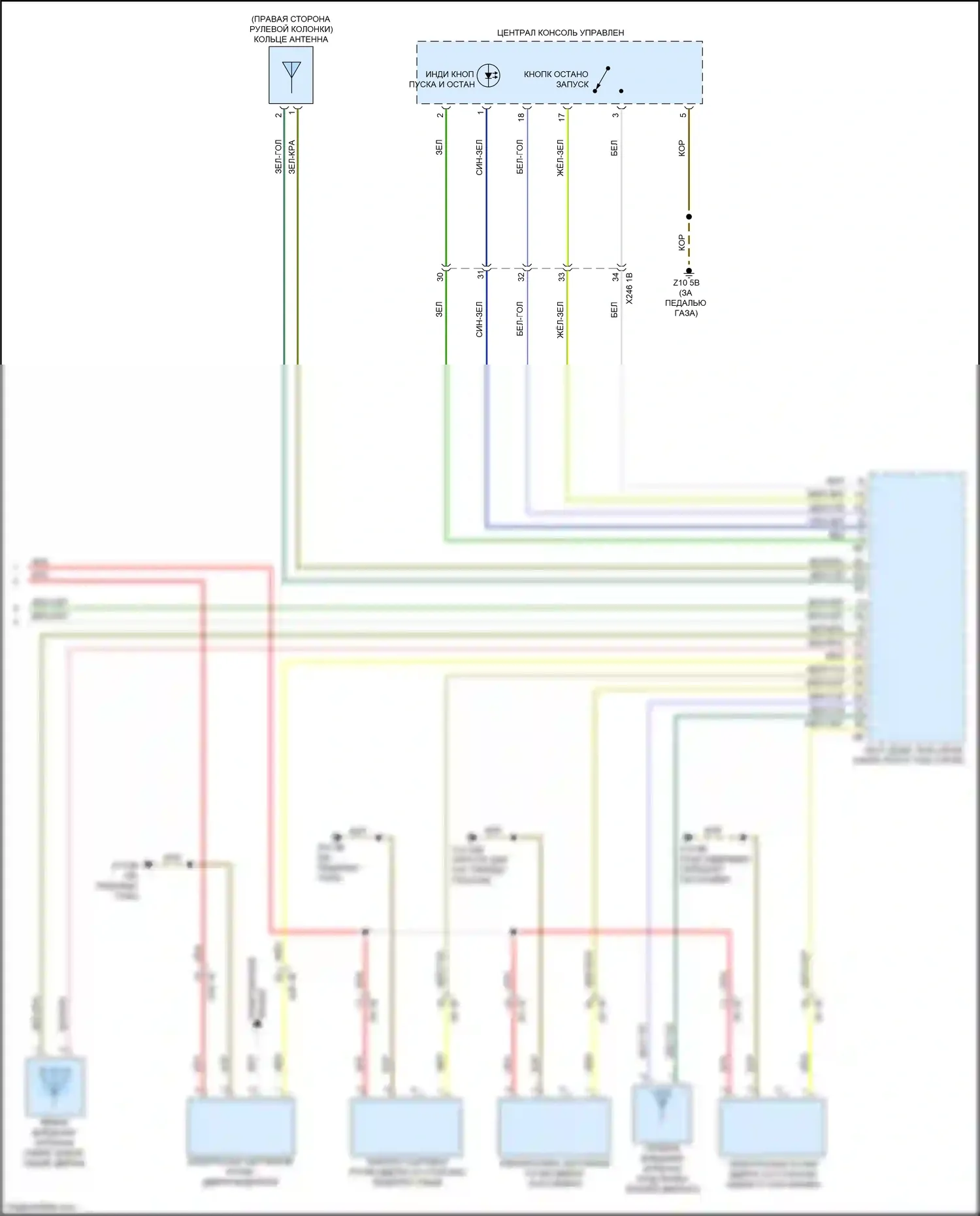 X5 BMW G05 (2018-2023): Электросхема системы бесключевого доступа (2 из 2) 
