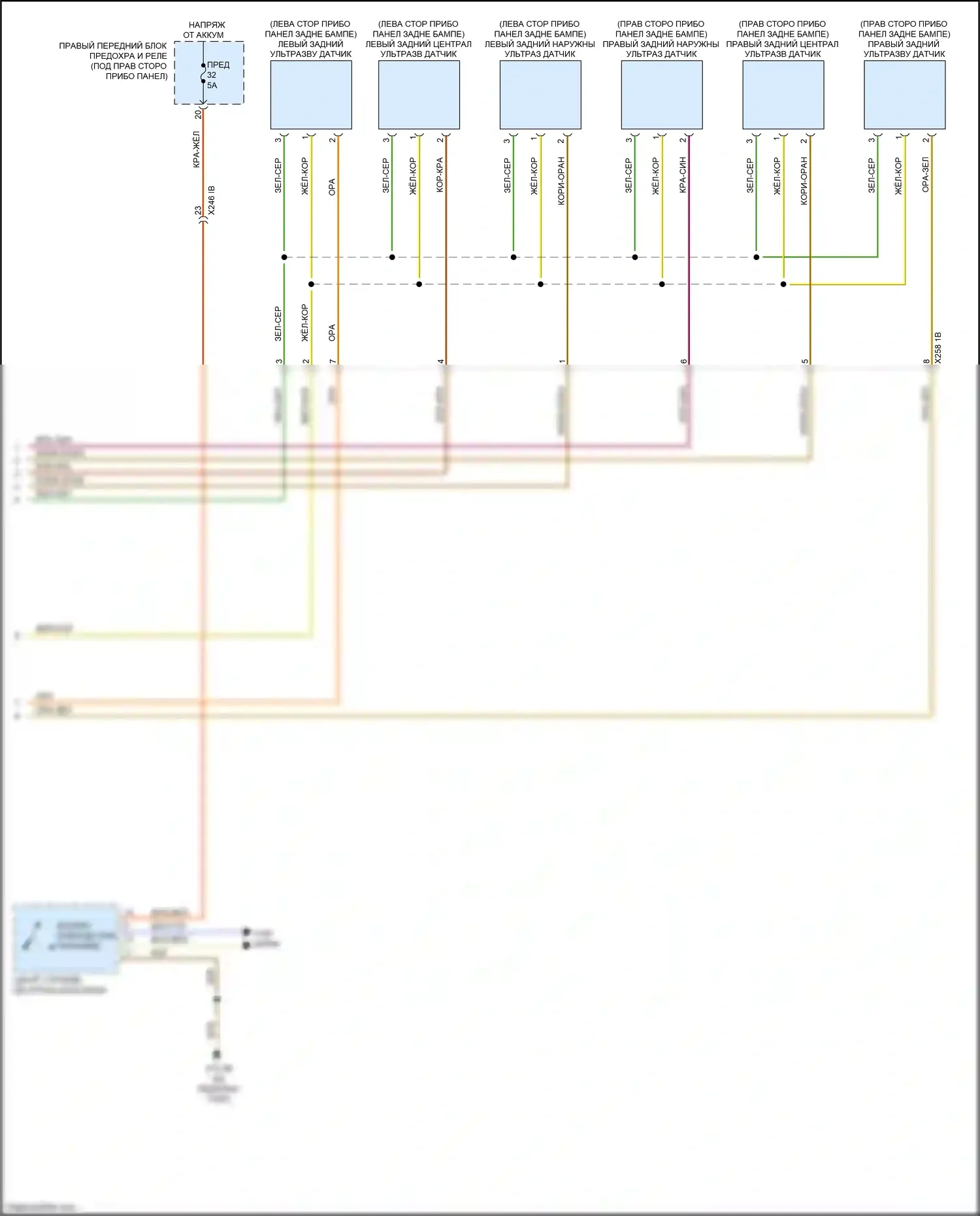 X5 BMW G05 (2018-2023): Электросхема парктроника (2 из 2) 