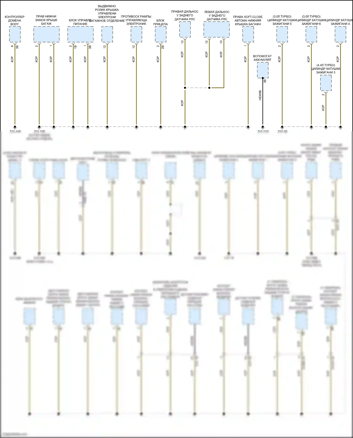 X5 BMW G05 (2018-2023): Электросхема разводки массы (2 из 7) 