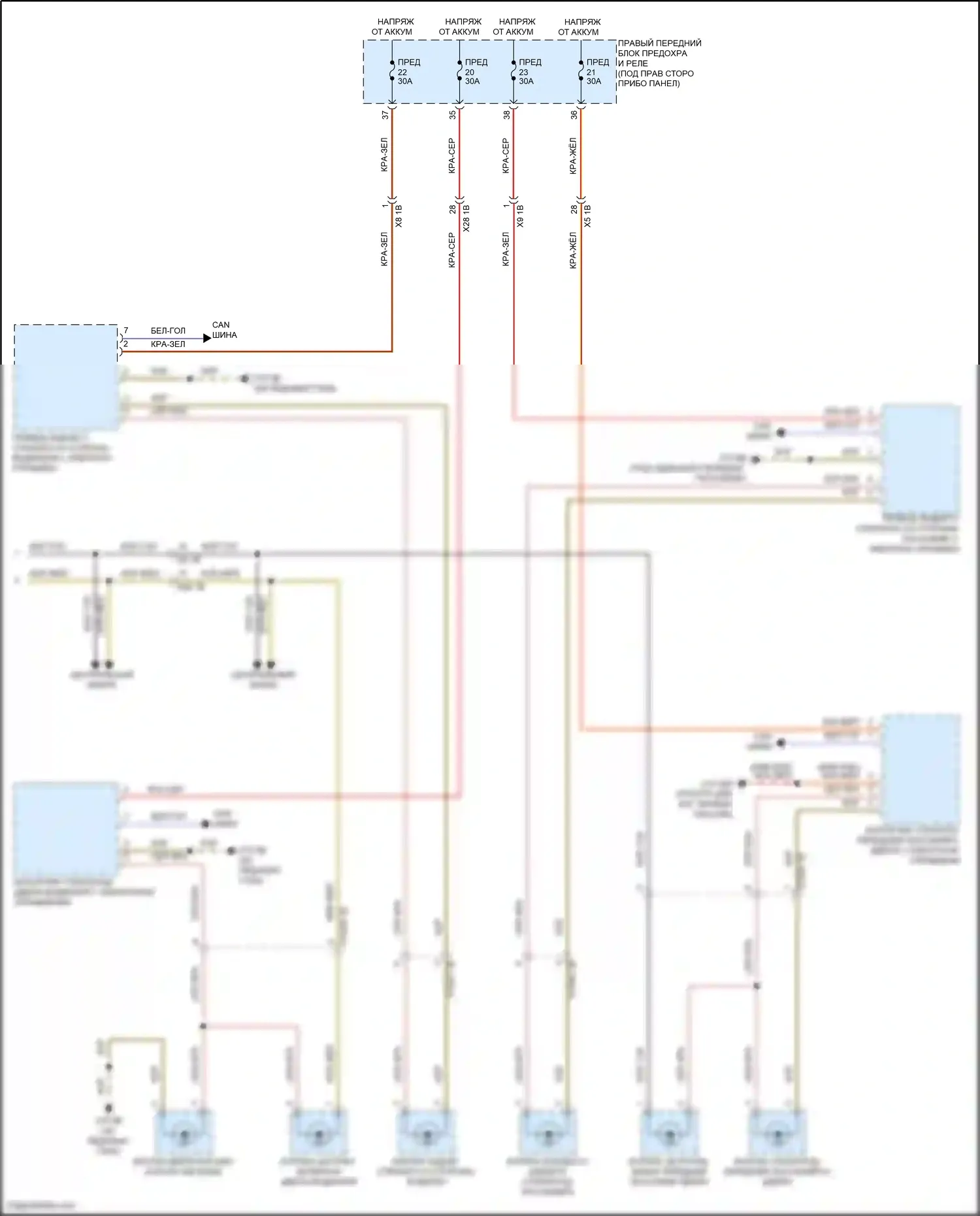 X5 BMW G18 рестайлинг (2023-2024): Электросхема подсветки приборной панели (2 из 2) 