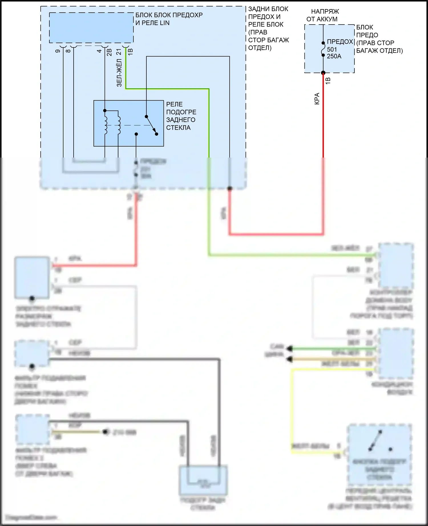 X5 BMW G18 рестайлинг (2023-2024): Электросхема заднего подогрева 