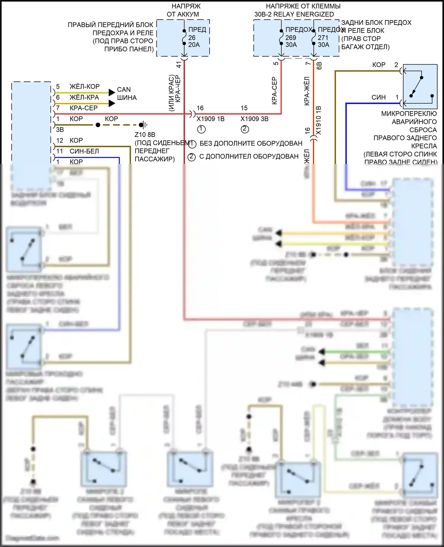 X5 BMW G18 рестайлинг (2023-2024): Электросхема блокировки сиденья второго ряда 