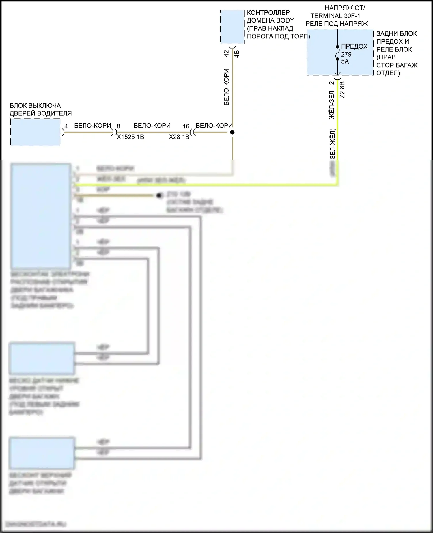 X5 BMW G18 (2022-2023): Электросхема бесконтактного открывания двери багажника 