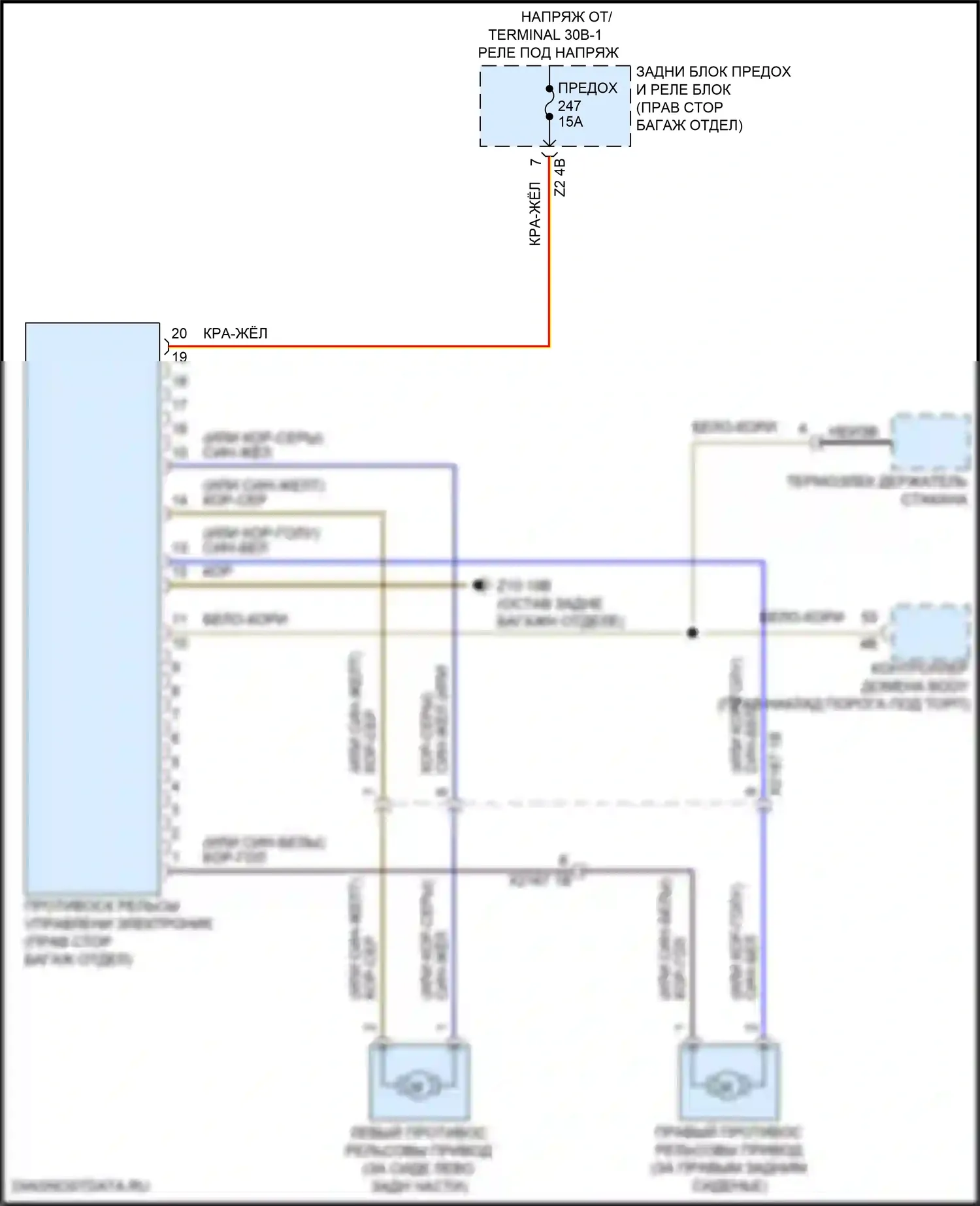 X5 BMW G18 (2022-2023): Электросхема управления противоскользящими рельсами 