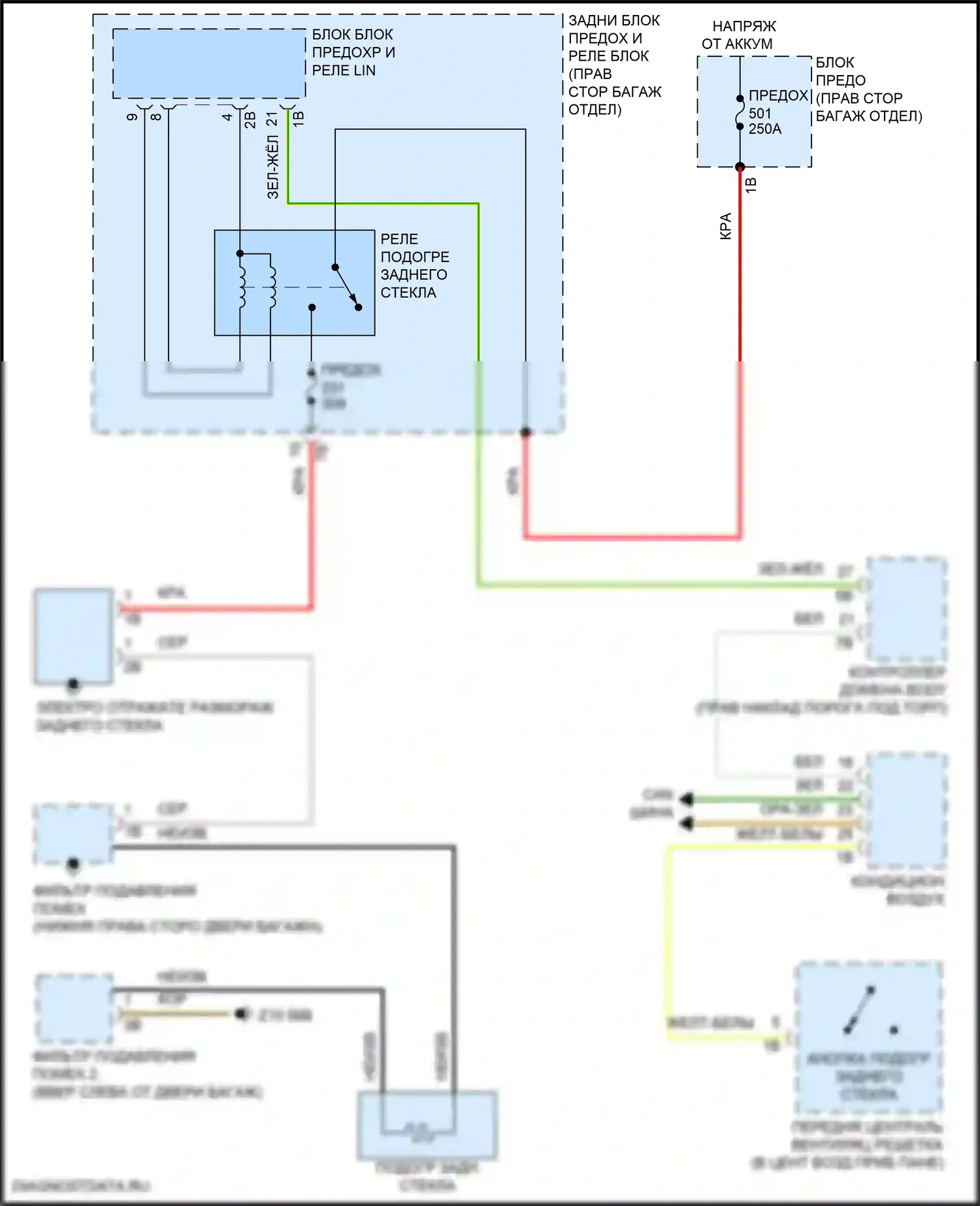 X5 BMW G18 (2022-2023): Электросхема заднего подогрева 