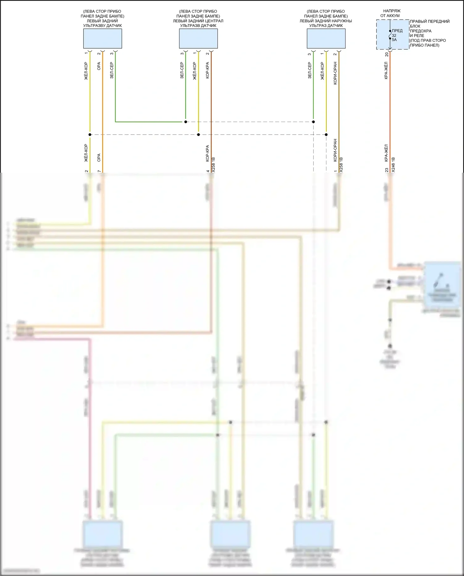 X5 BMW G18 (2022-2023): Электросхема парктроника, без парктроника и камеры кругового обзора (2 из 2) 