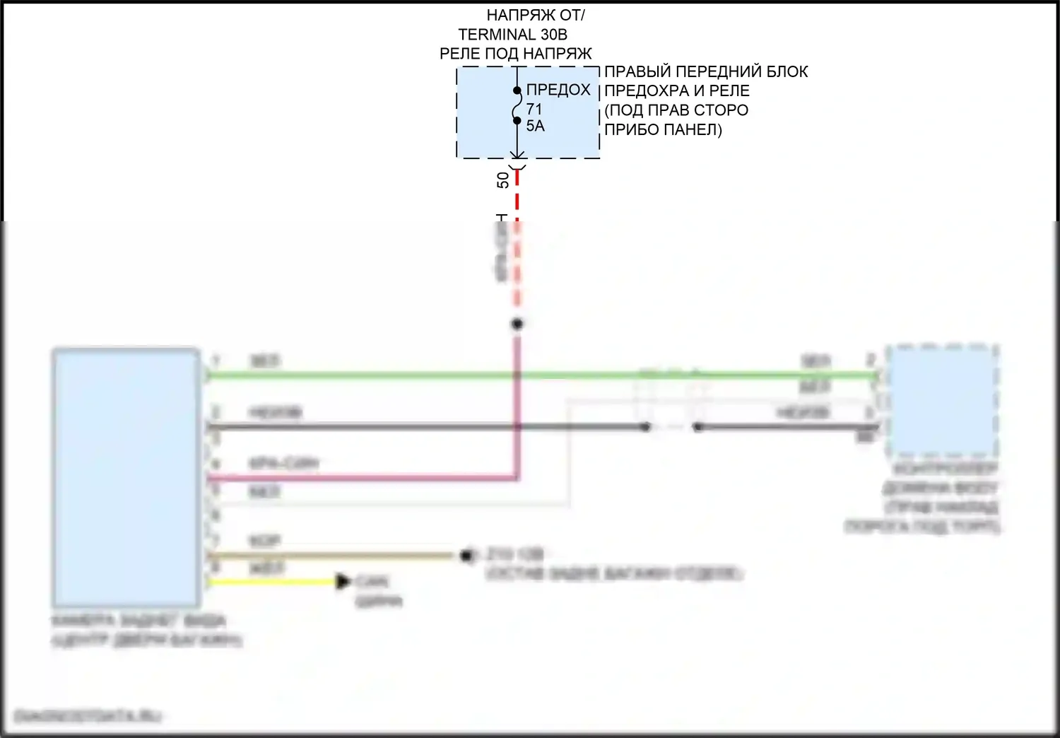 X5 BMW G18 (2022-2023): Электросхема задней камеры 