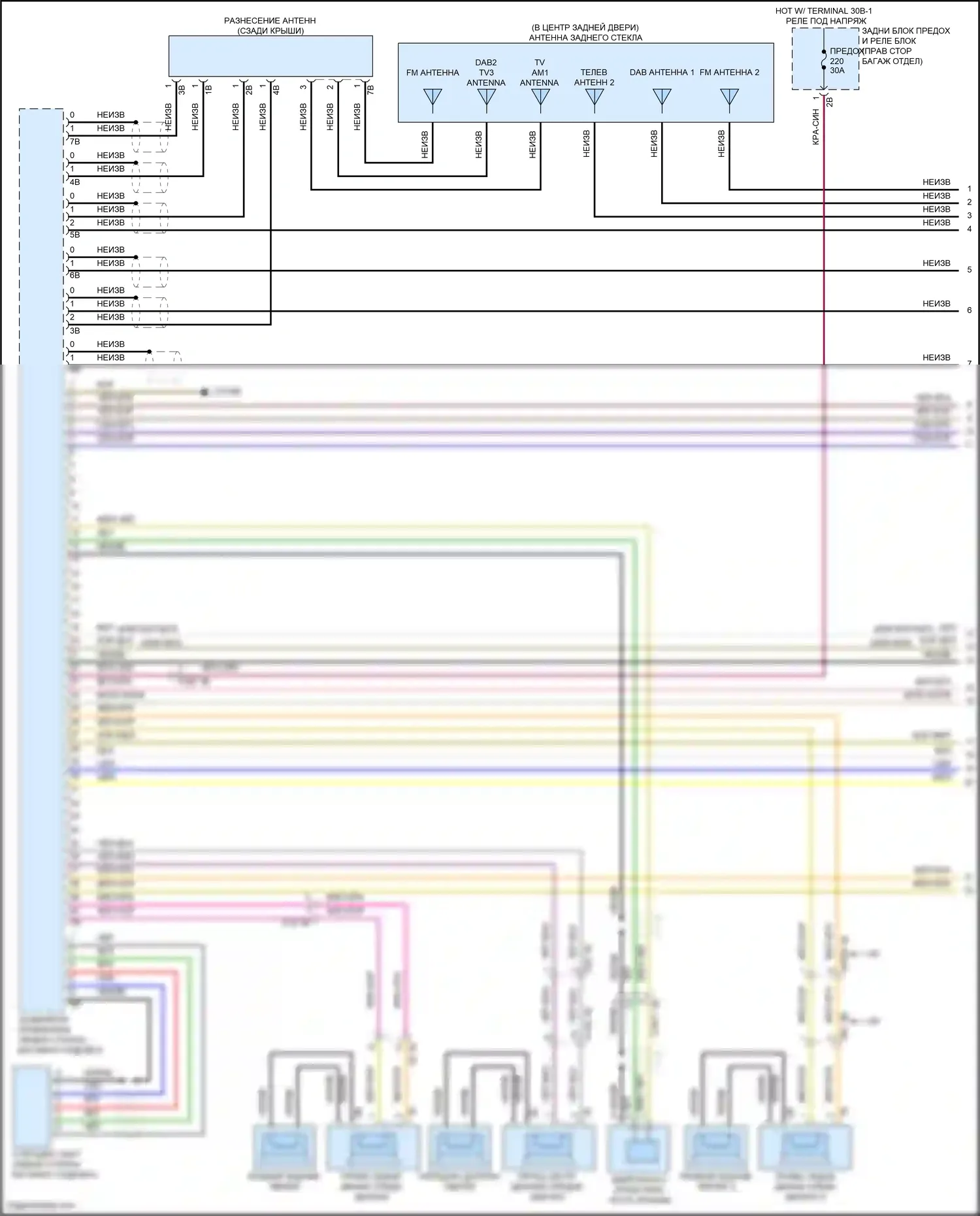 X6 M BMW F96 рестайлинг (2023-2024): Электросхема аудиоблока приемника, средний уровень (1 из 6) 
