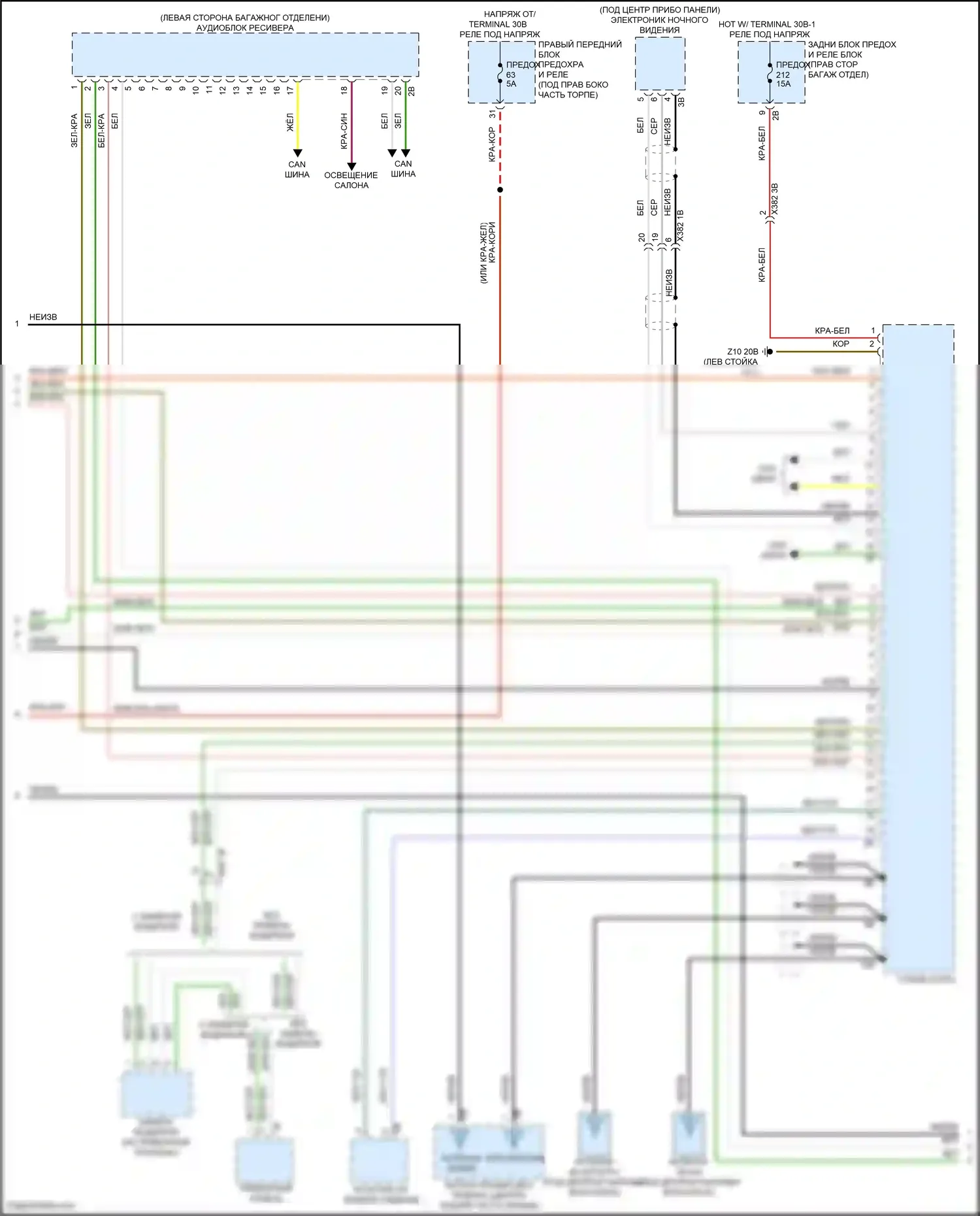 X6 M BMW F96 рестайлинг (2023-2024): Электросхема аудиоблока приемника, высокий уровень (4 из 7) 