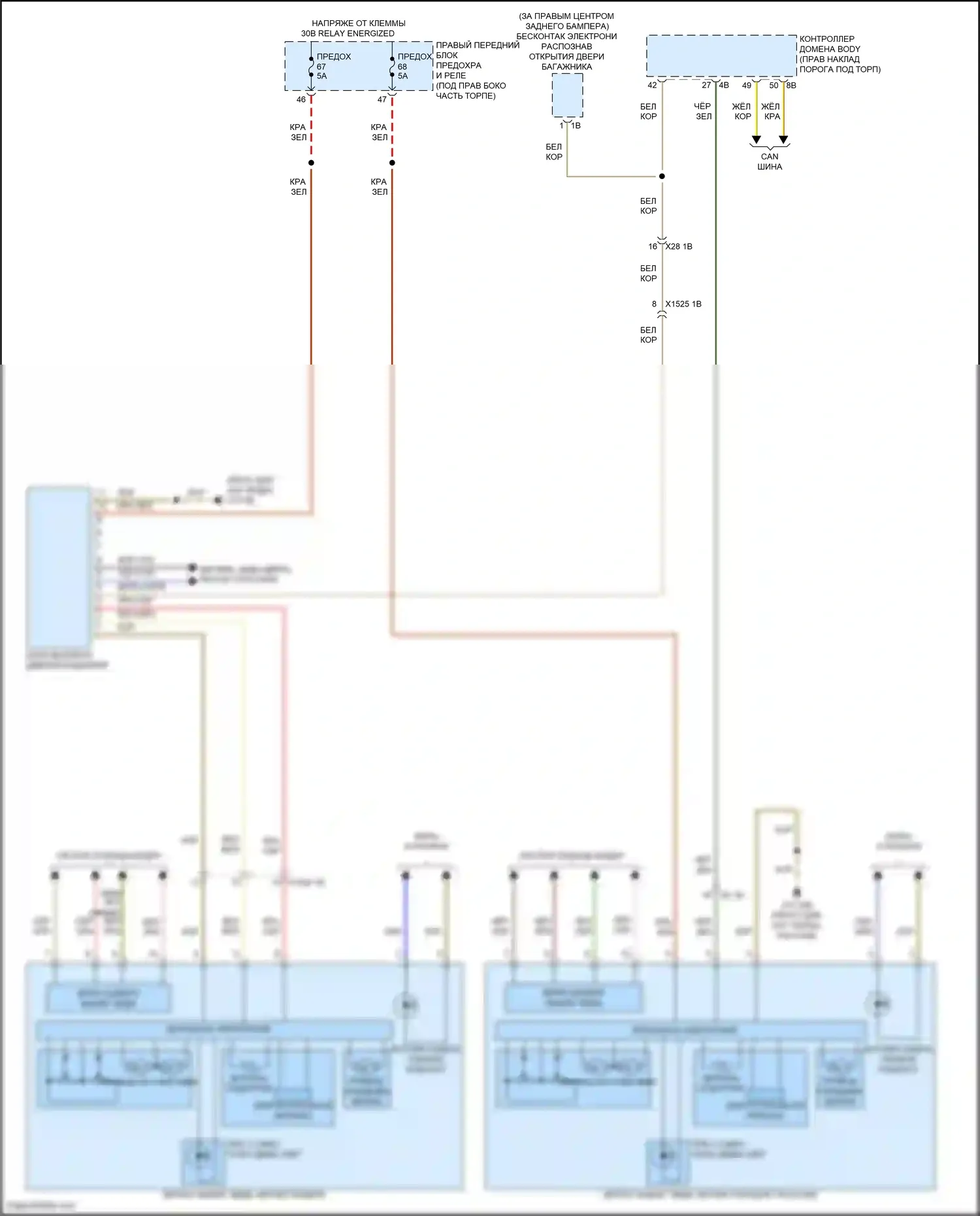 X6 M BMW F96 рестайлинг (2023-2024): Электросхема зеркал памяти 