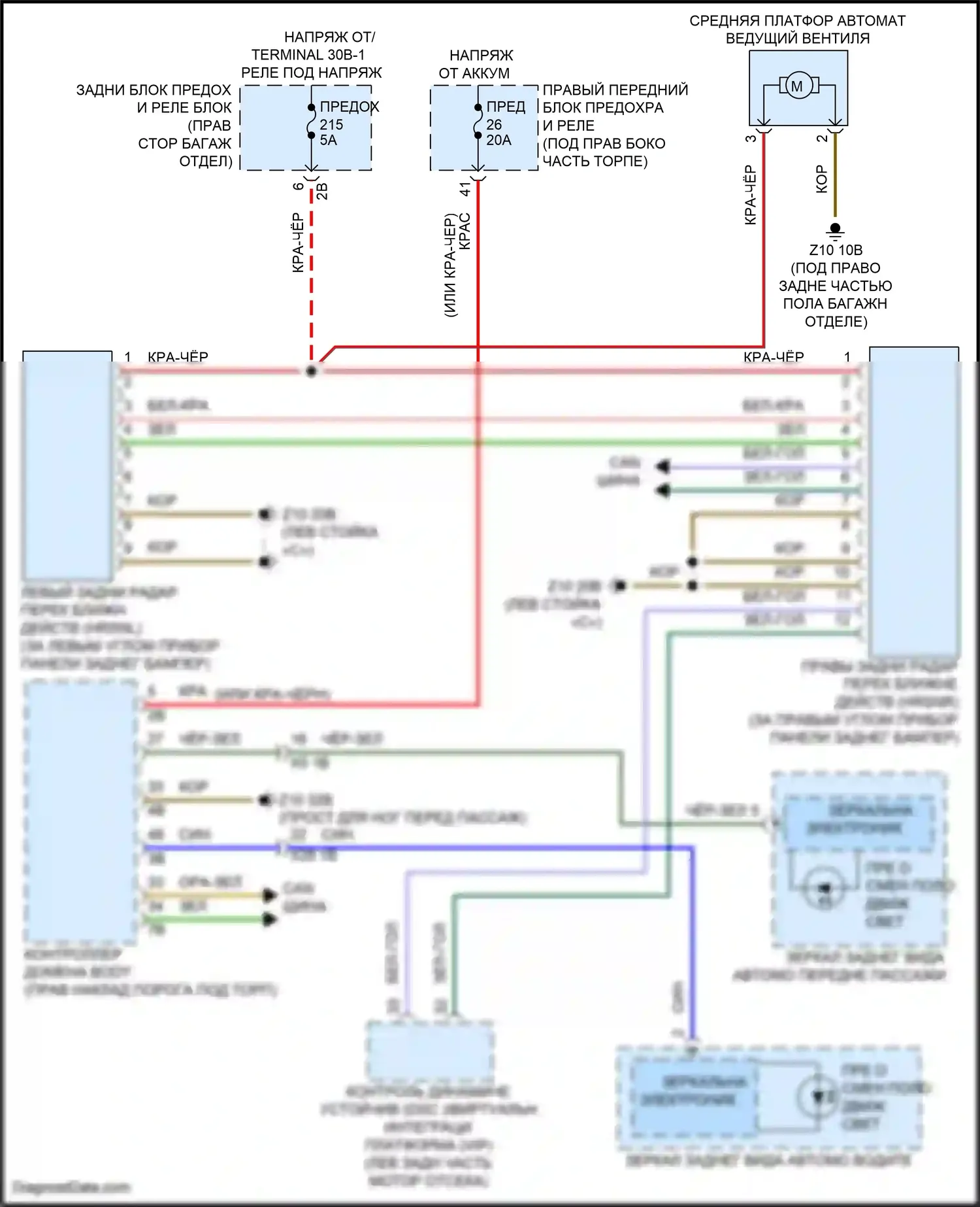 X6 M BMW F96 рестайлинг (2023-2024): Электросхема сигнализации о выезде с полосы движения, без камеры 