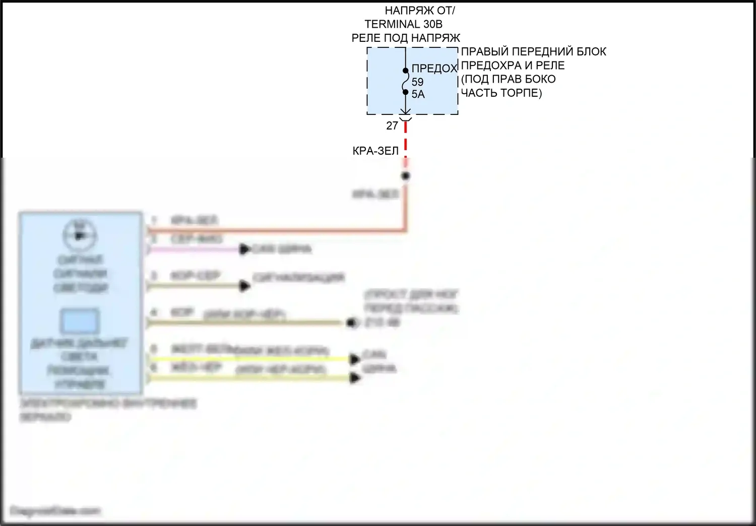 X6 M BMW F96 рестайлинг (2023-2024): Электросхема управления зеркалами заднего вида 