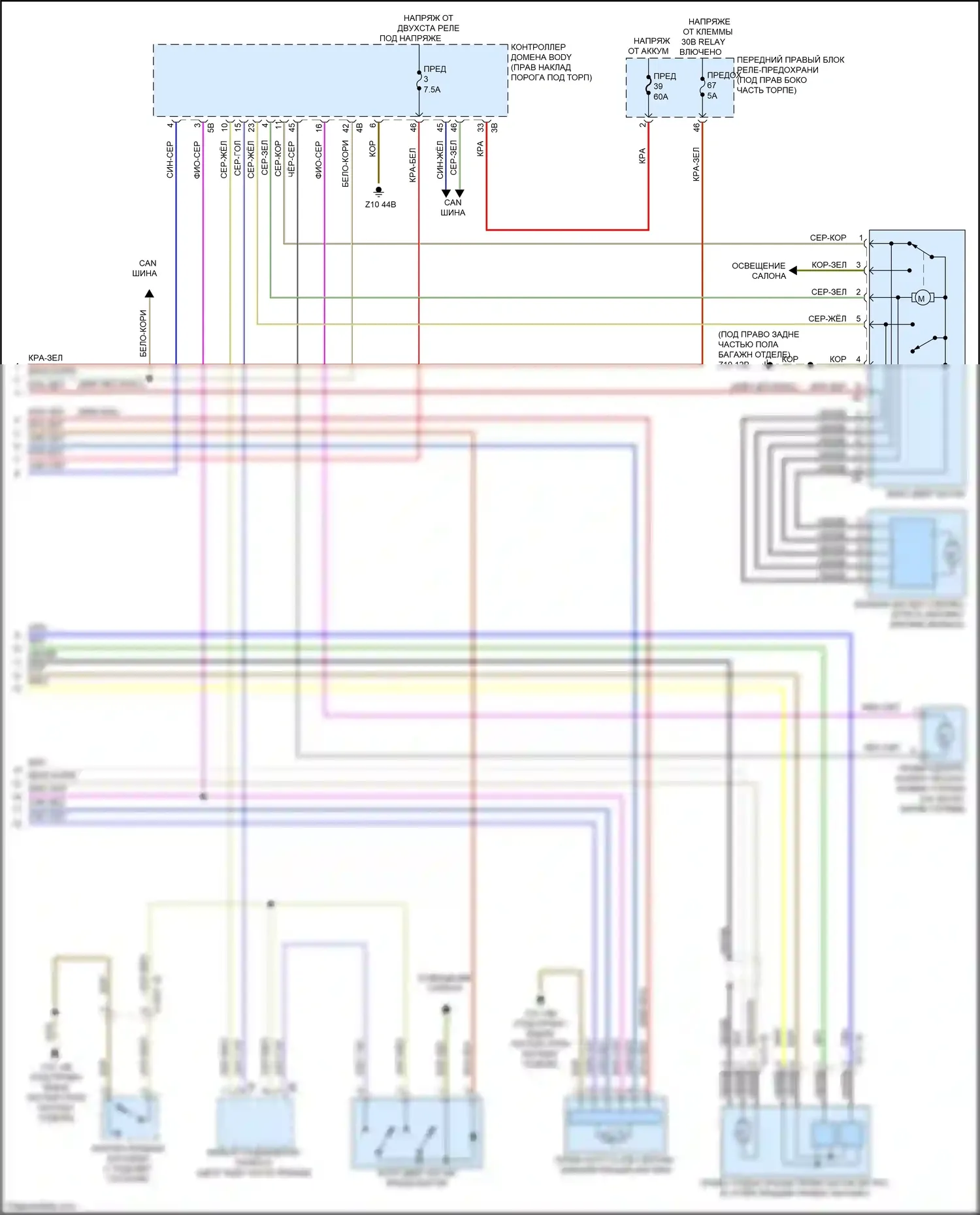 X6 M BMW F96 (2019-2023): Электросхема открытия багажника и лючка топливного бака (2 из 2) 