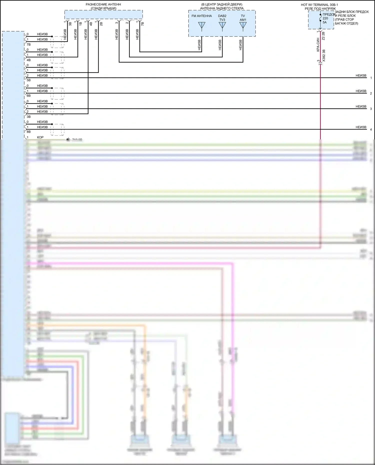 X6 M BMW F96 (2019-2023): Электросхема аудиоблока приемника, высокий уровень (1 из 6) 