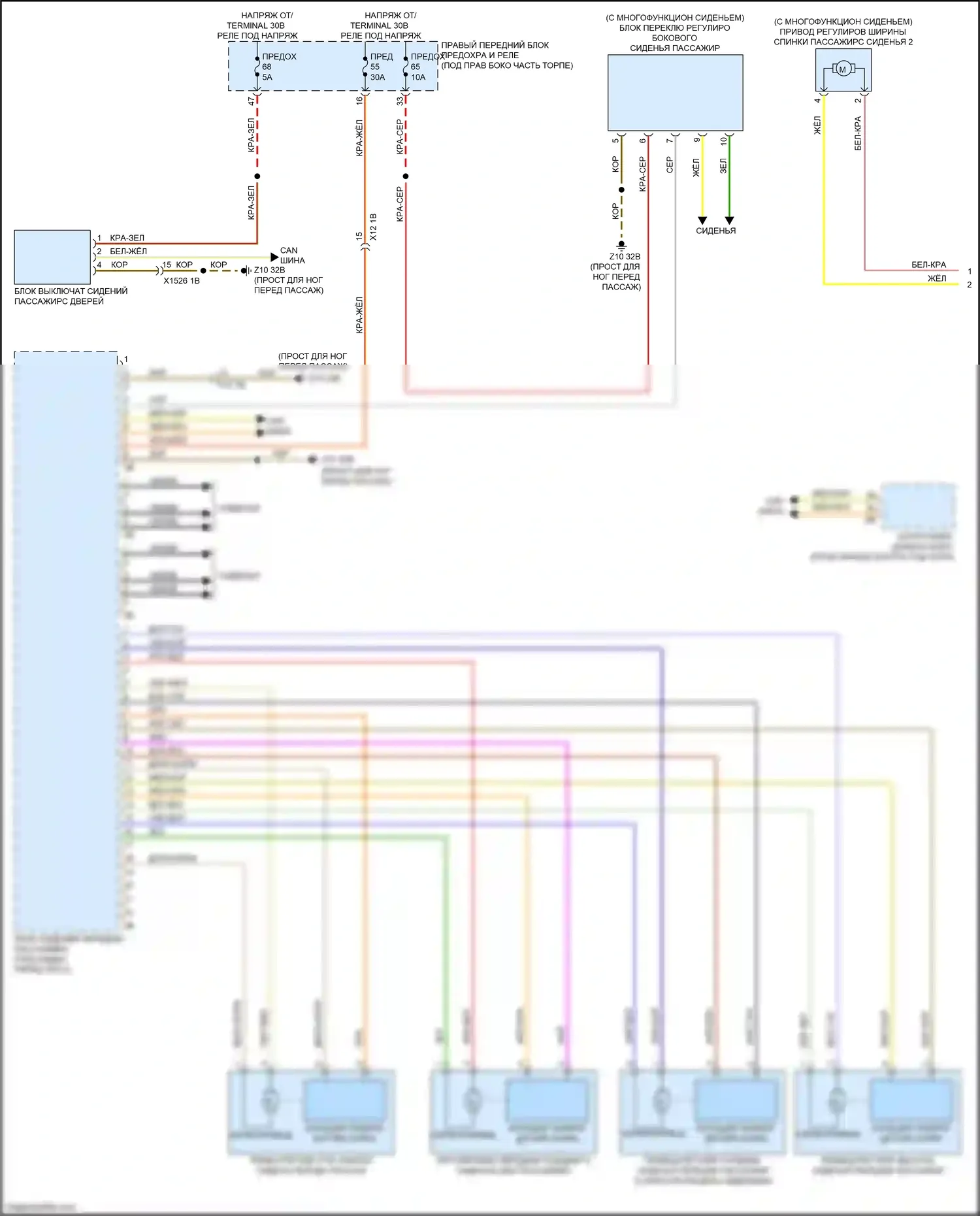 X6 M BMW F96 (2019-2023): Электросхема сиденья памяти пассажира (1 из 2) 