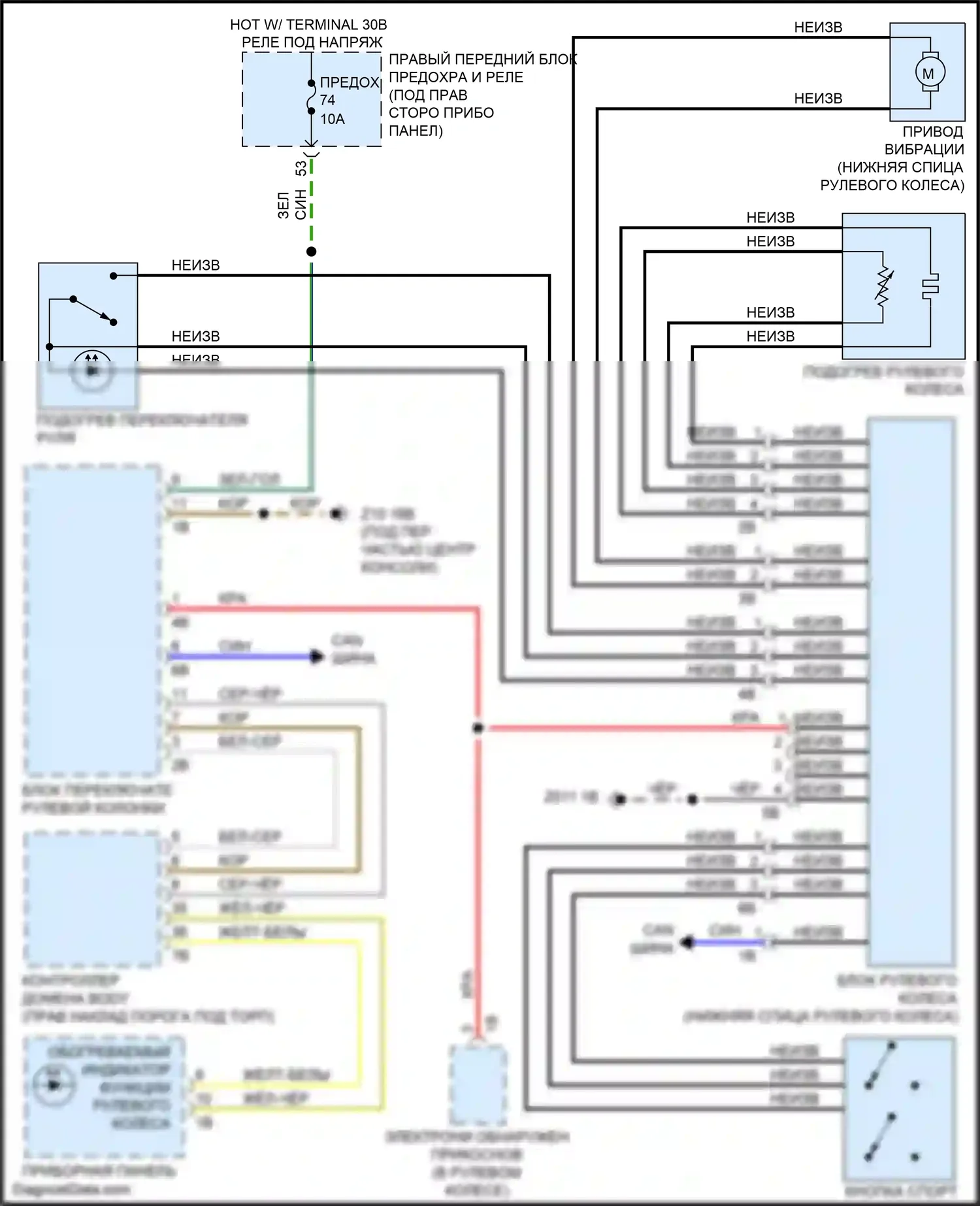 X6 M BMW F96 (2019-2023): Электросхема рулевого колеса с подогревом 