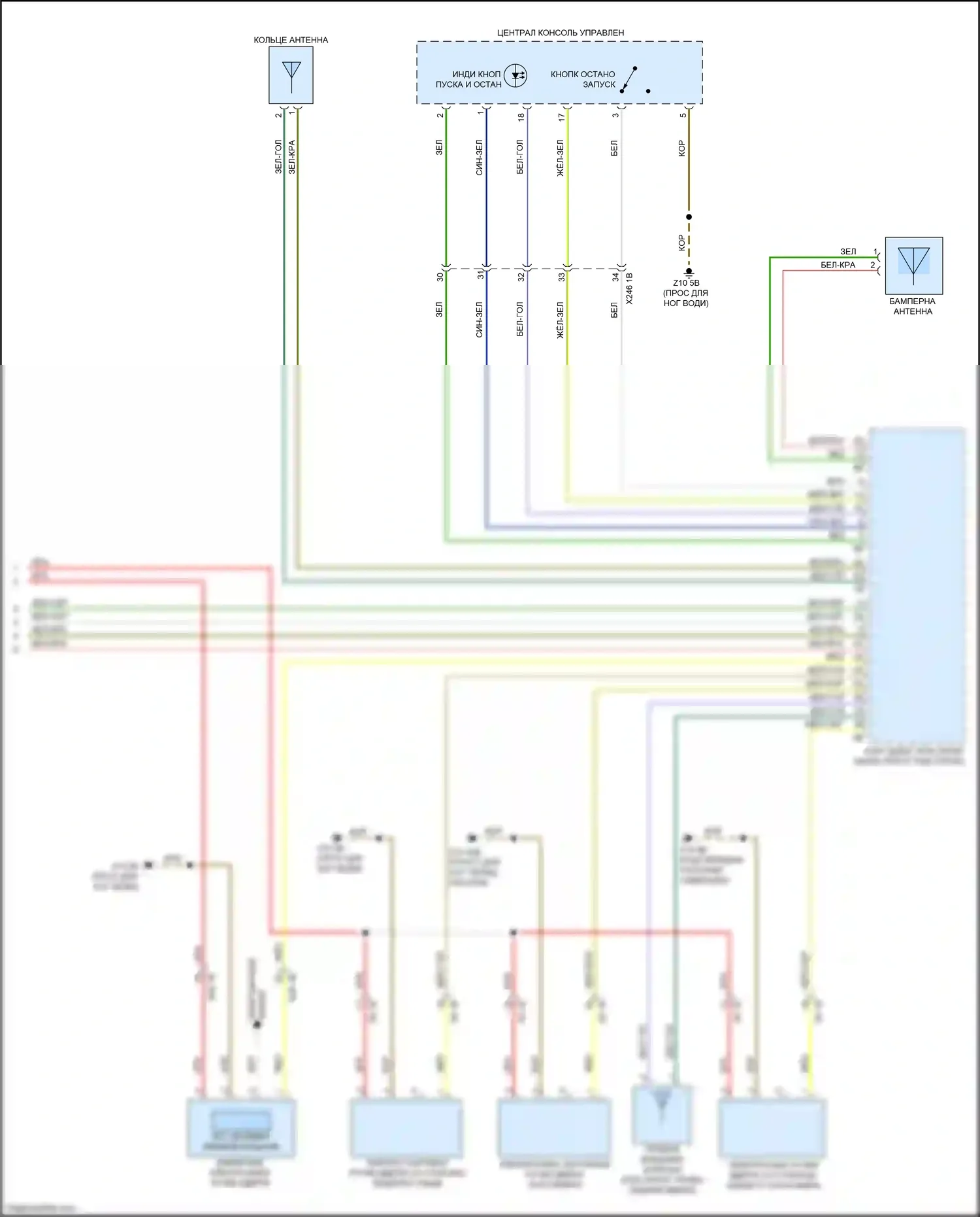 X6 M BMW F96 (2019-2023): Электросхема системы бесключевого доступа (2 из 2) 
