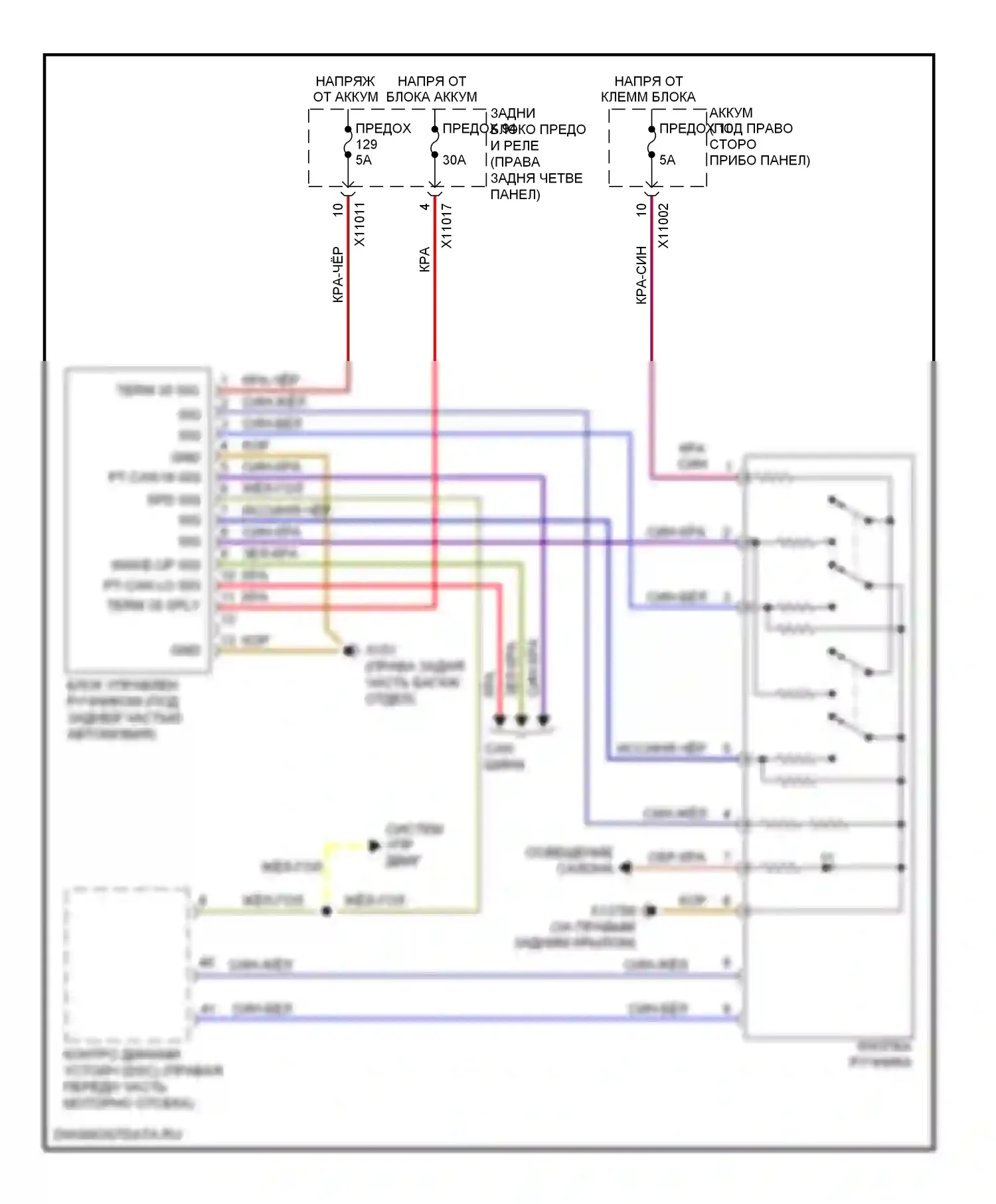 X6 BMW E71 рестайлинг (2012-2014): Электросхема блокировки селектора 