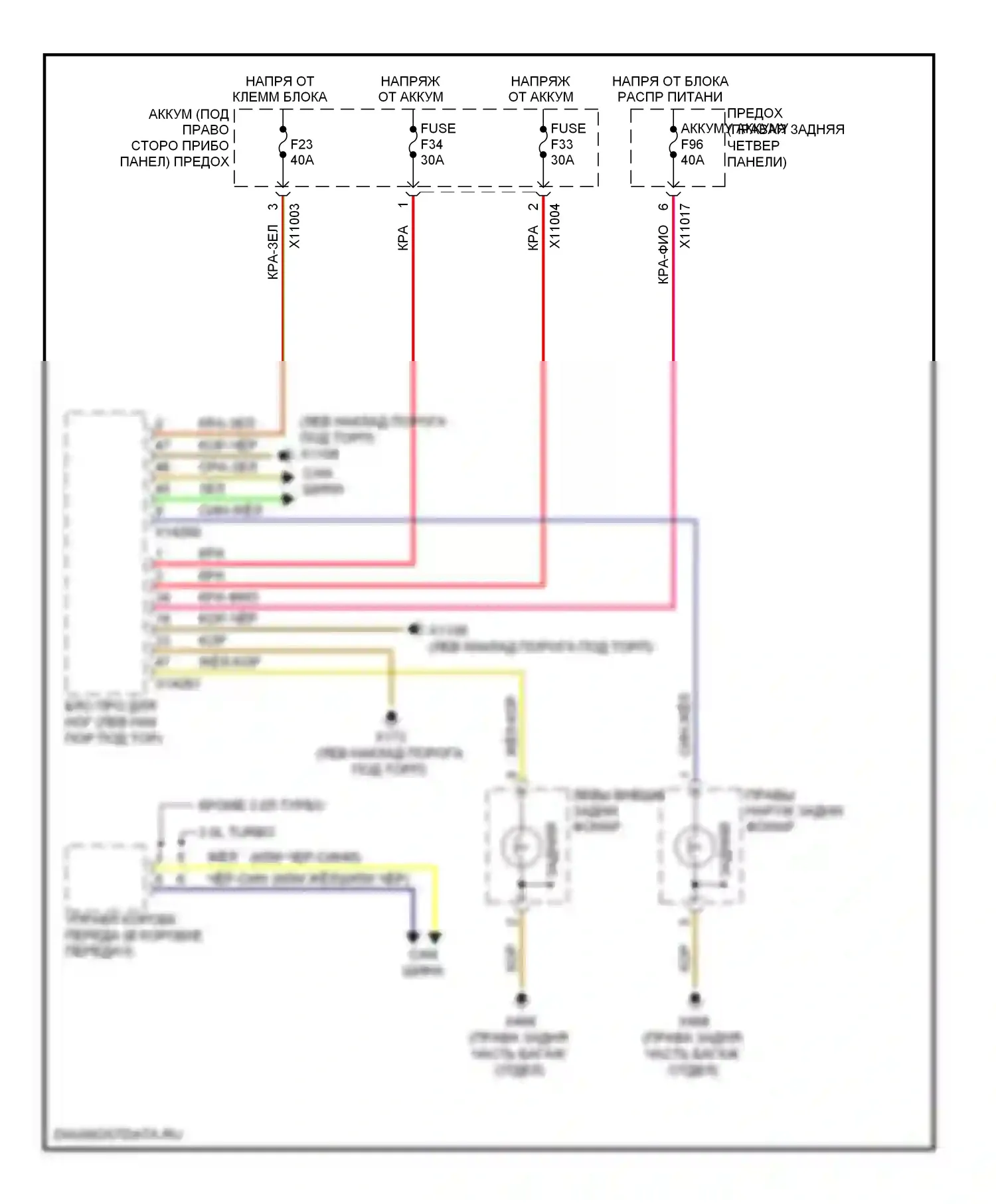 X6 BMW E71 рестайлинг (2012-2014): Электросхема фонарей заднего хода 