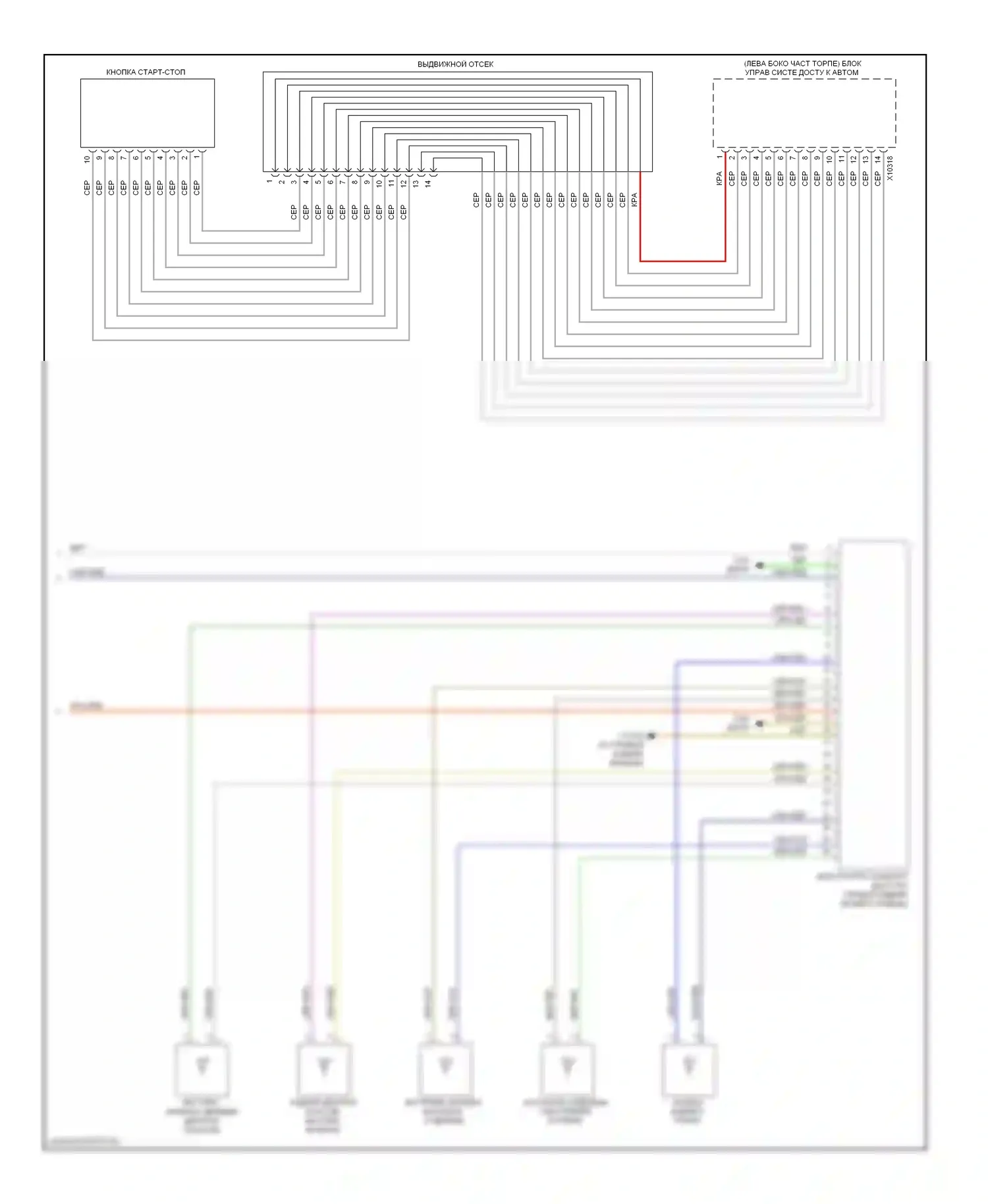 X6 BMW E71 рестайлинг (2012-2014): Электросхема системы бесключевого доступа (3 из 3) 