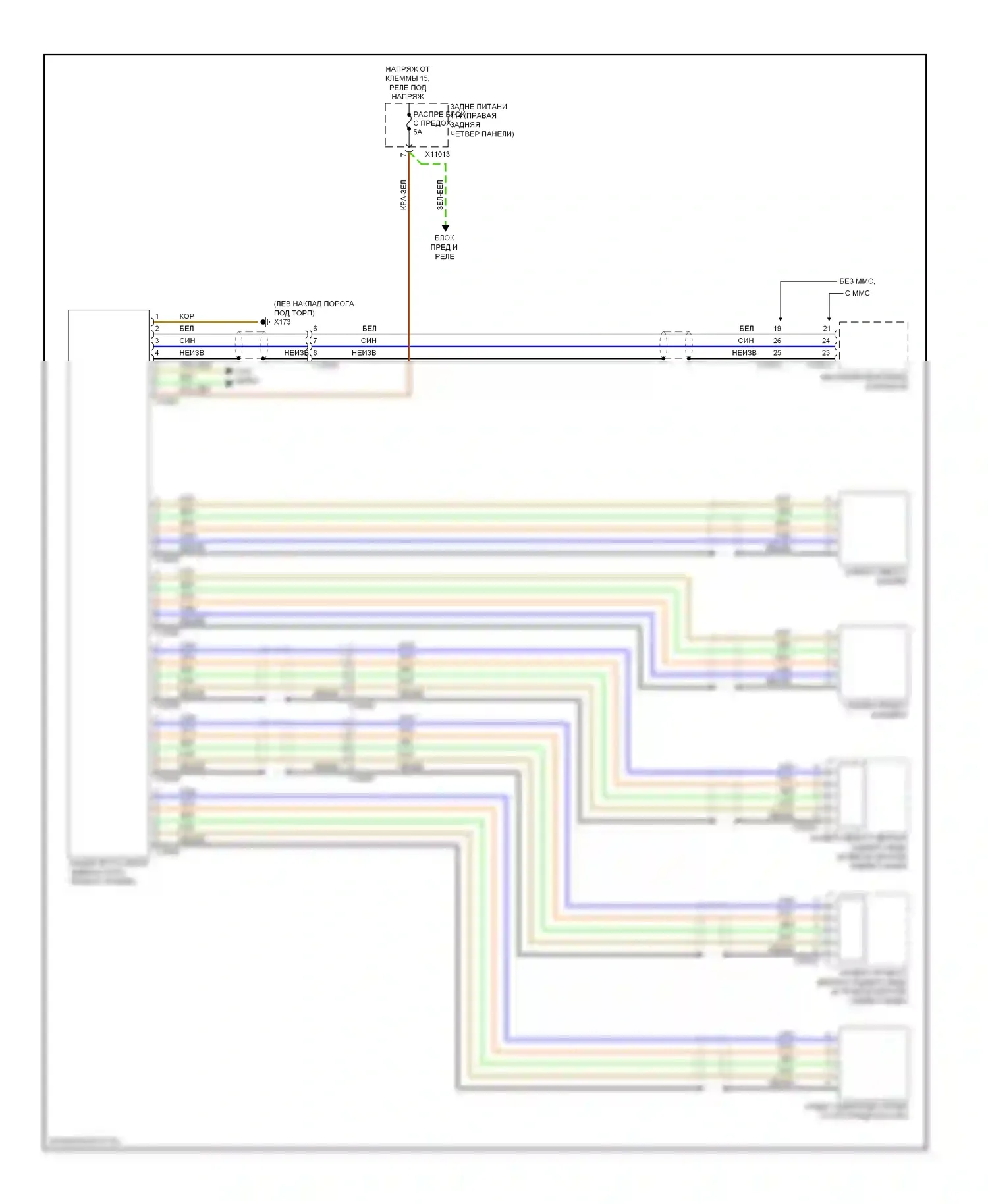 X6 BMW E71 рестайлинг (2012-2014): Электросхема камеры кругового обзора 