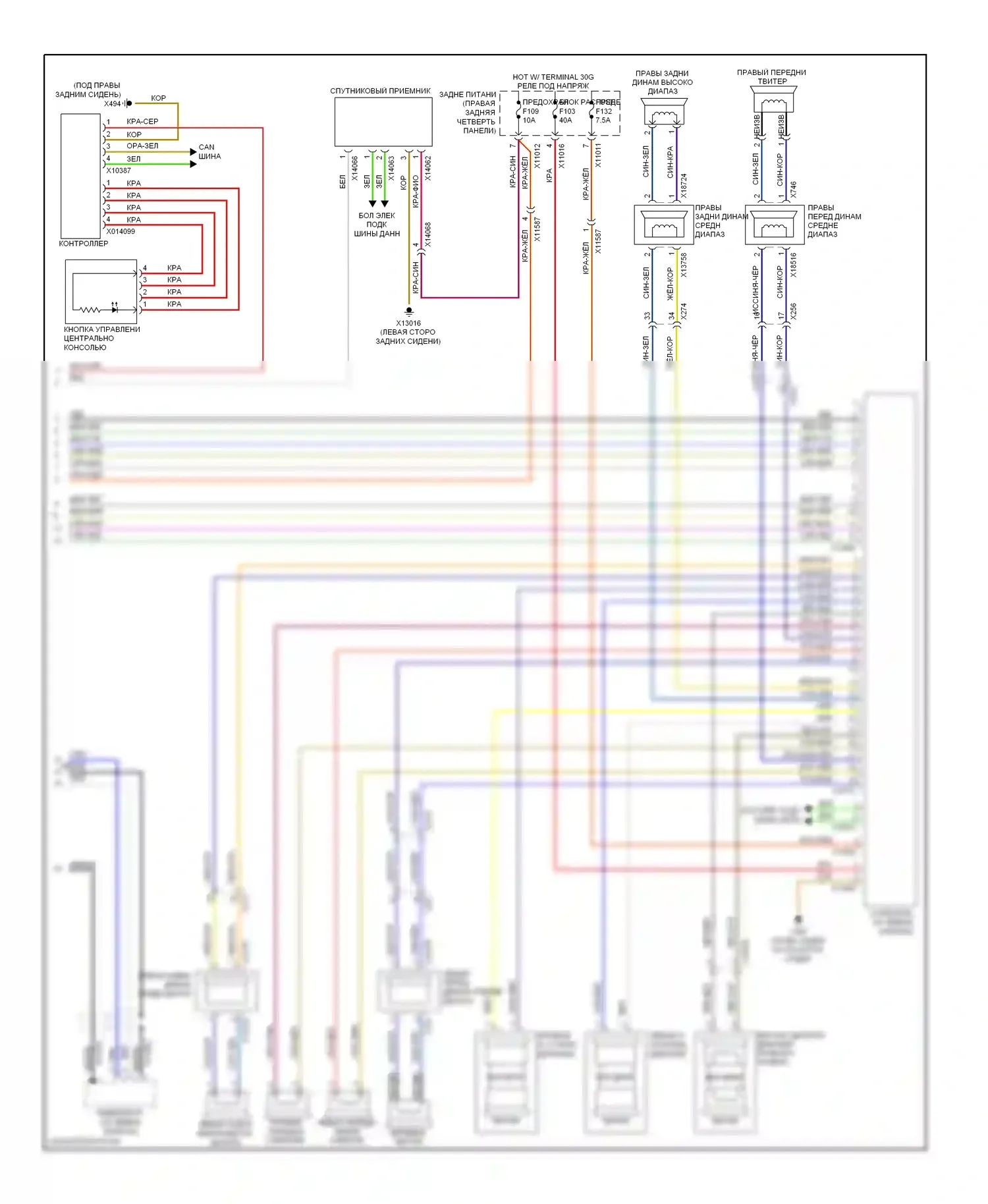 X6 BMW E71 рестайлинг (2012-2014): Электросхема навигации, верхняя магнитола hifi (2 из 2) 