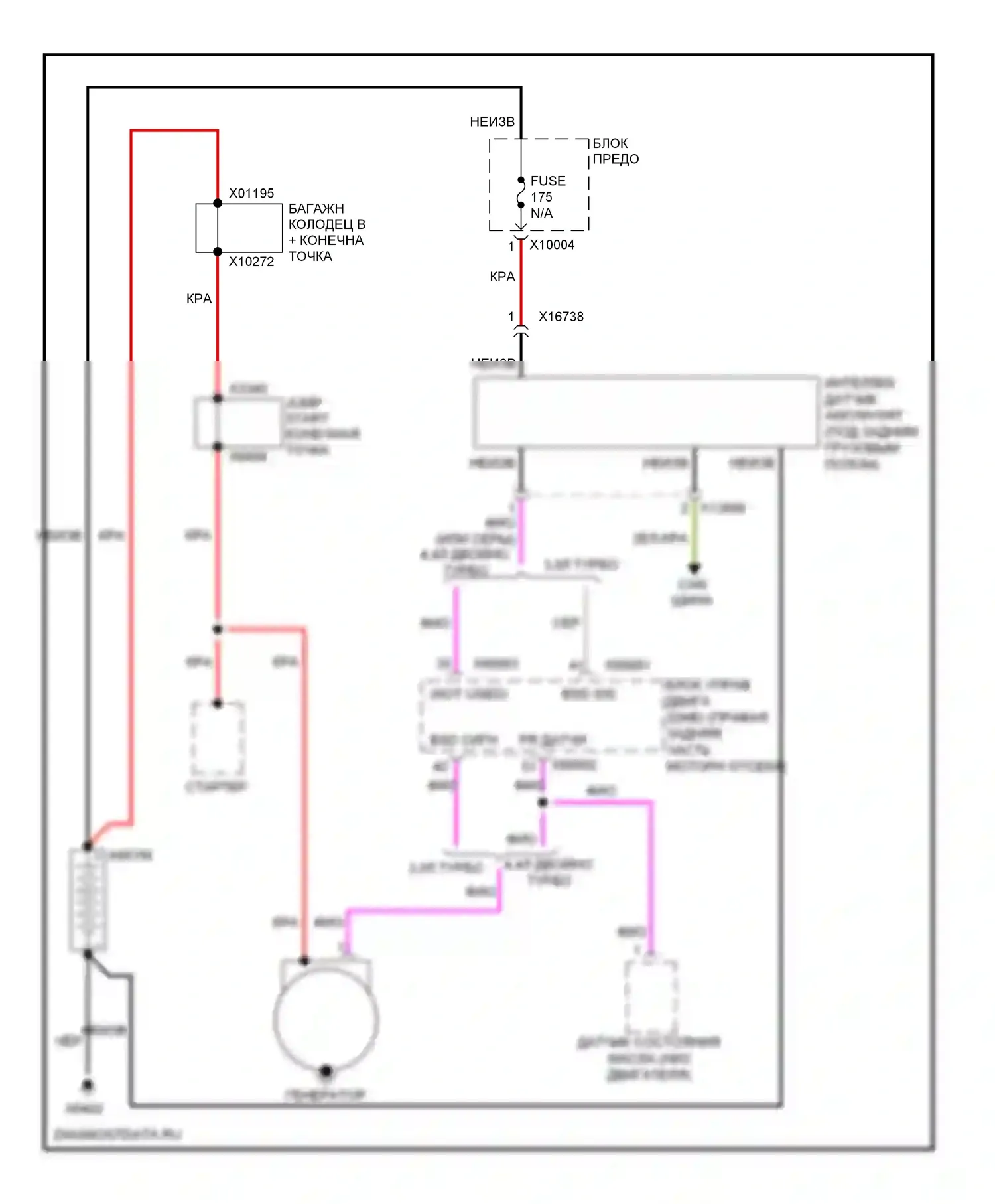 X6 BMW E71 рестайлинг (2012-2014): Электросхема генератора 
