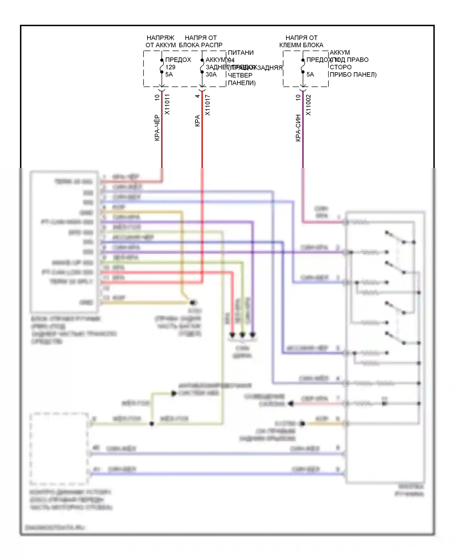 X6 BMW E71 (2007-2012): Электросхема растормаживания стояночного тормоза 