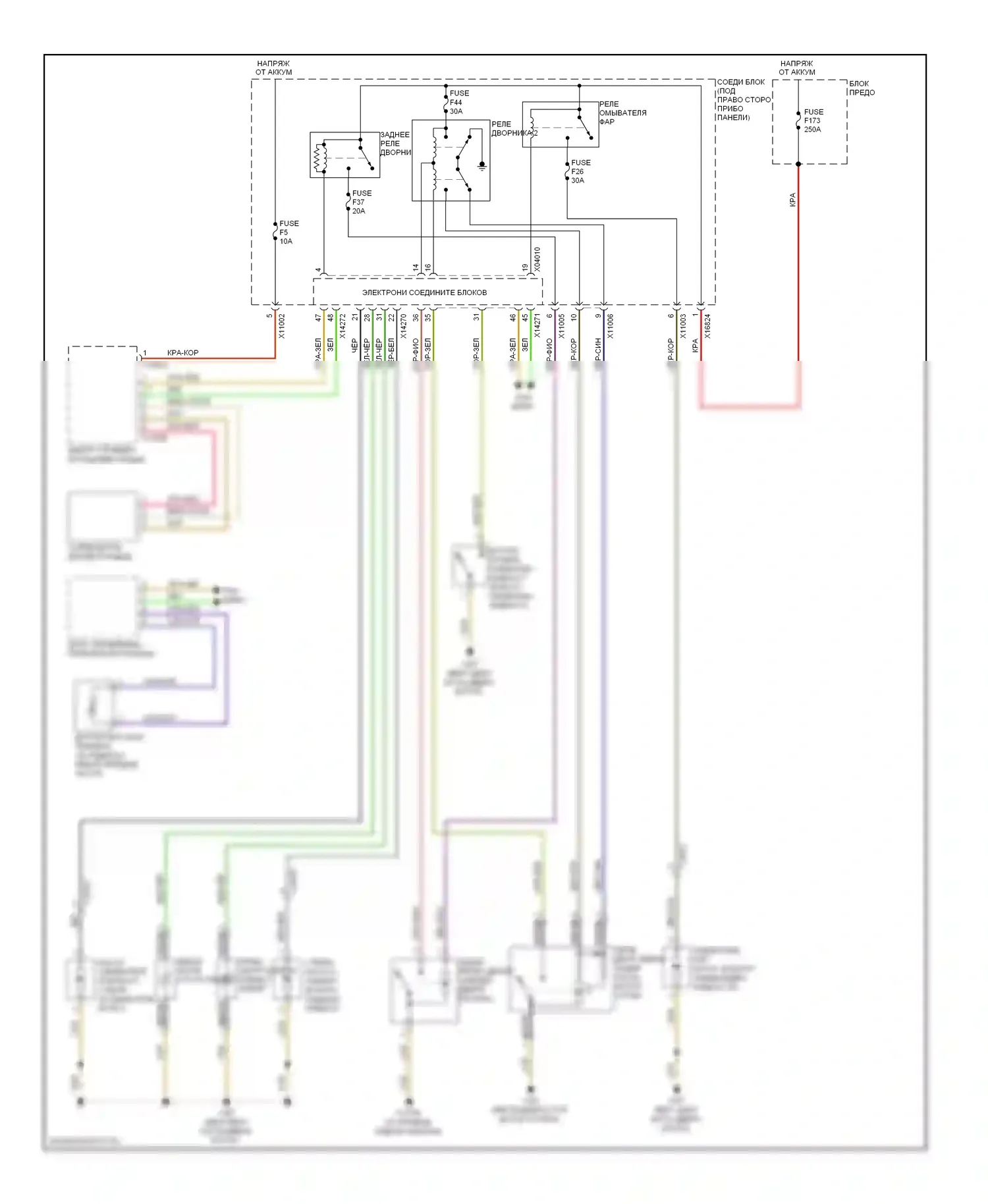 X6 BMW E71 (2007-2012): Дворники и омыватели электросхема 