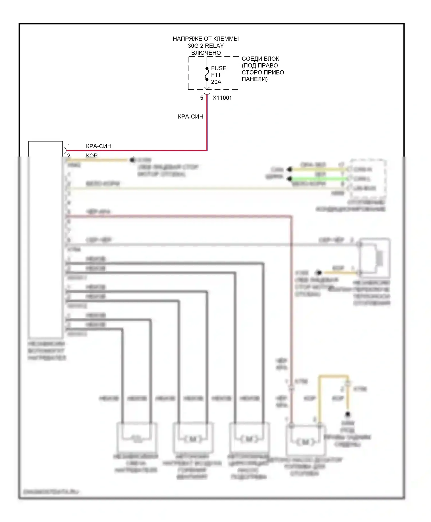 X6 BMW E71 (2007-2012): Электросхема автономного отопления 