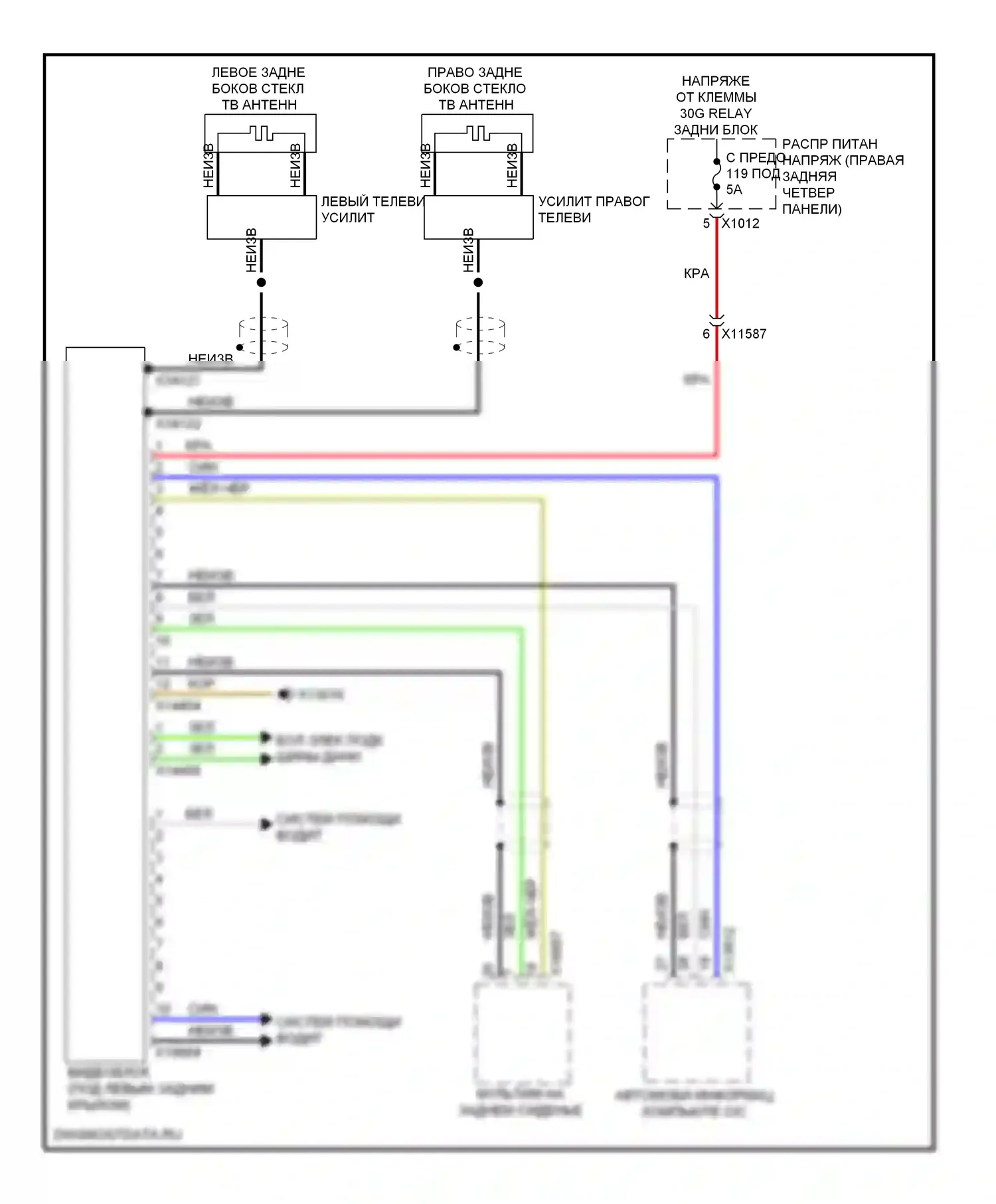 X6 BMW E71 (2007-2012): Электросхема видеосистемы 