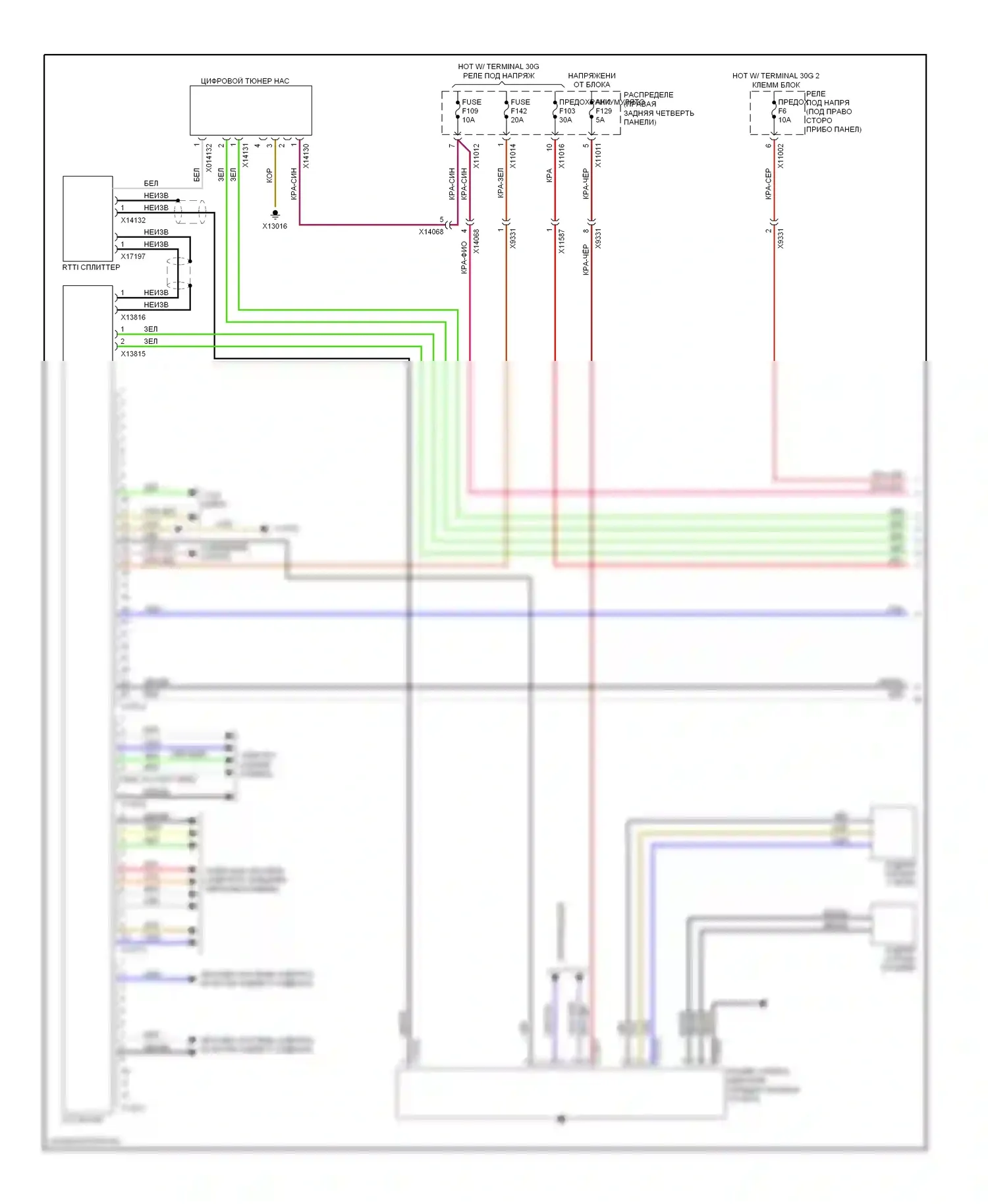 X6 BMW E71 (2007-2012): Электросхема навигации с верхней магнитолой hifi (1 из 3) 