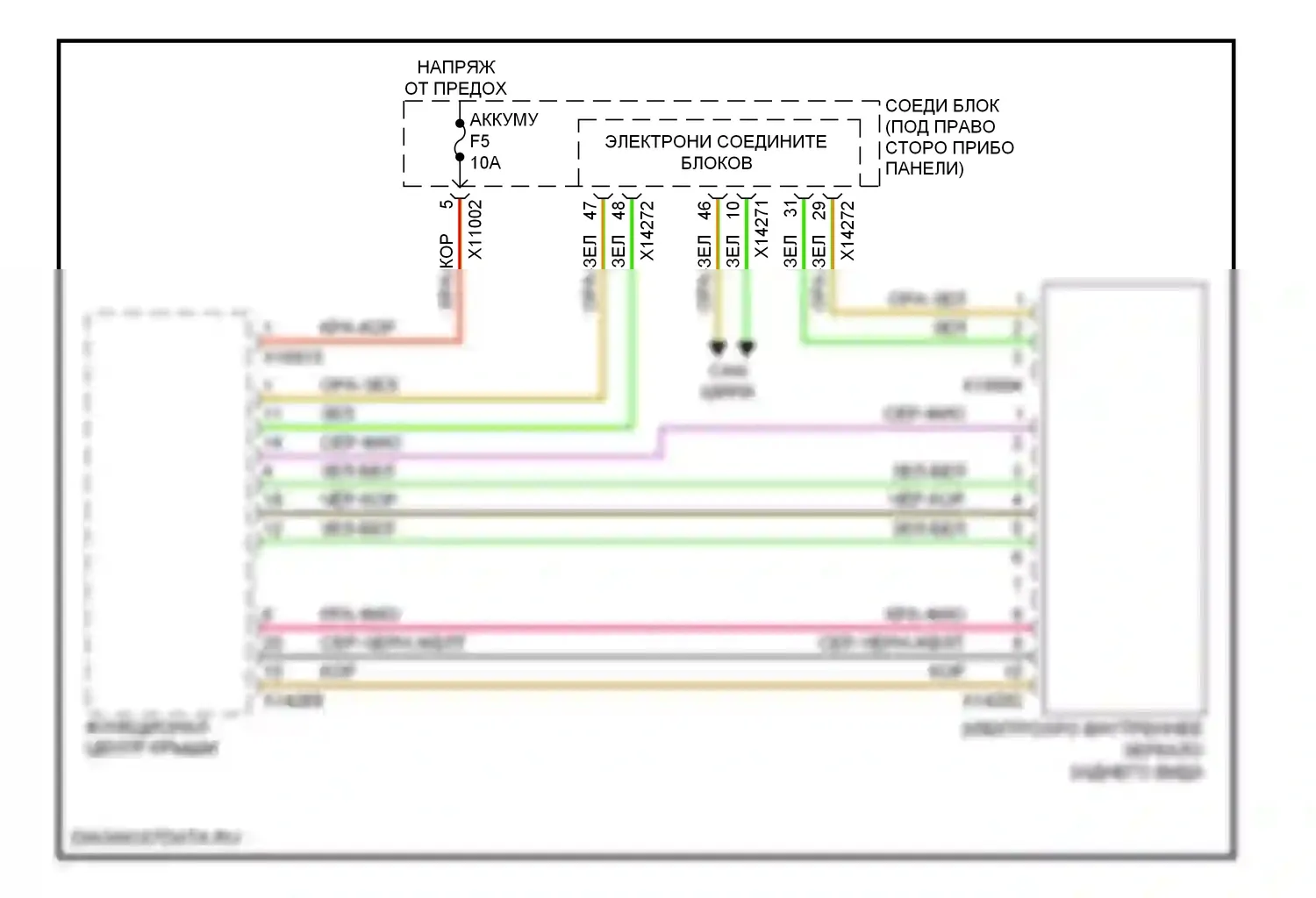 X6 BMW E71 (2007-2012): Электросхема управления зеркалами заднего вида 