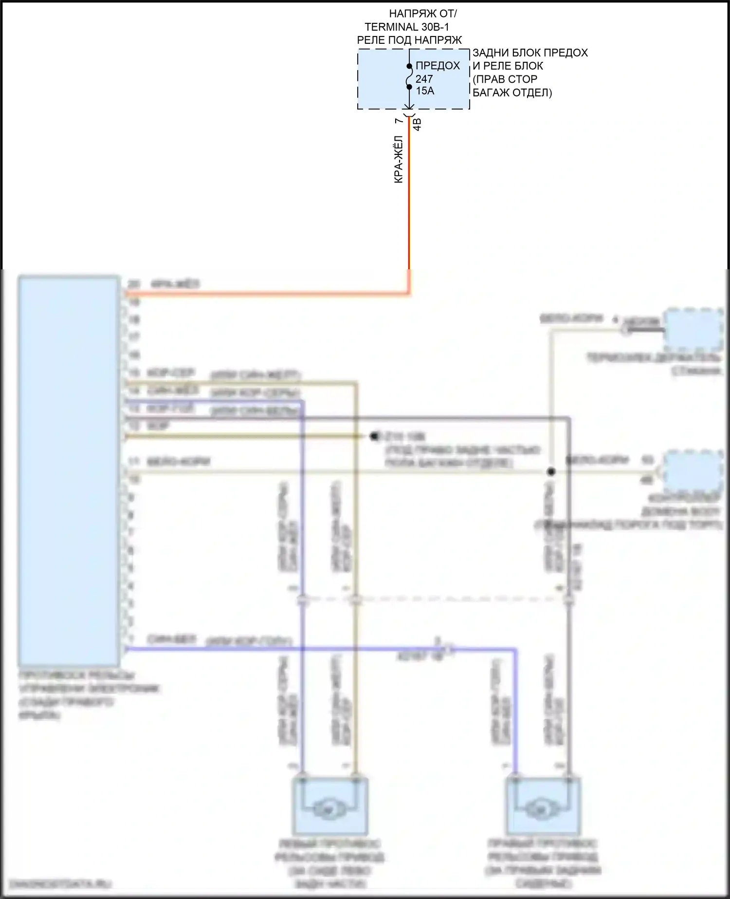 X6 BMW G06 рестайлинг (2023-2024): Электросхема управления противоскользящими рельсами 