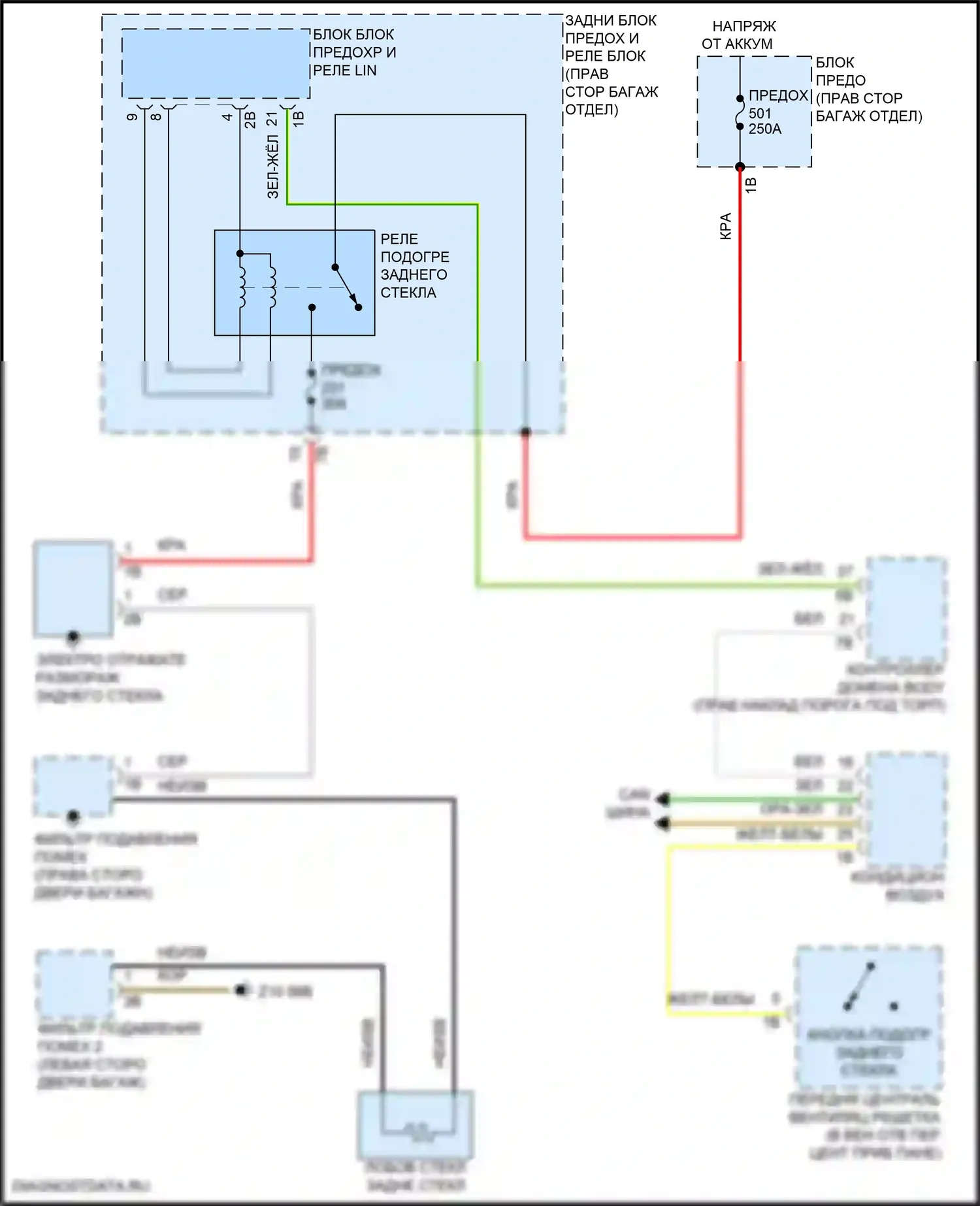 X6 BMW G06 рестайлинг (2023-2024): Электросхема заднего подогрева 