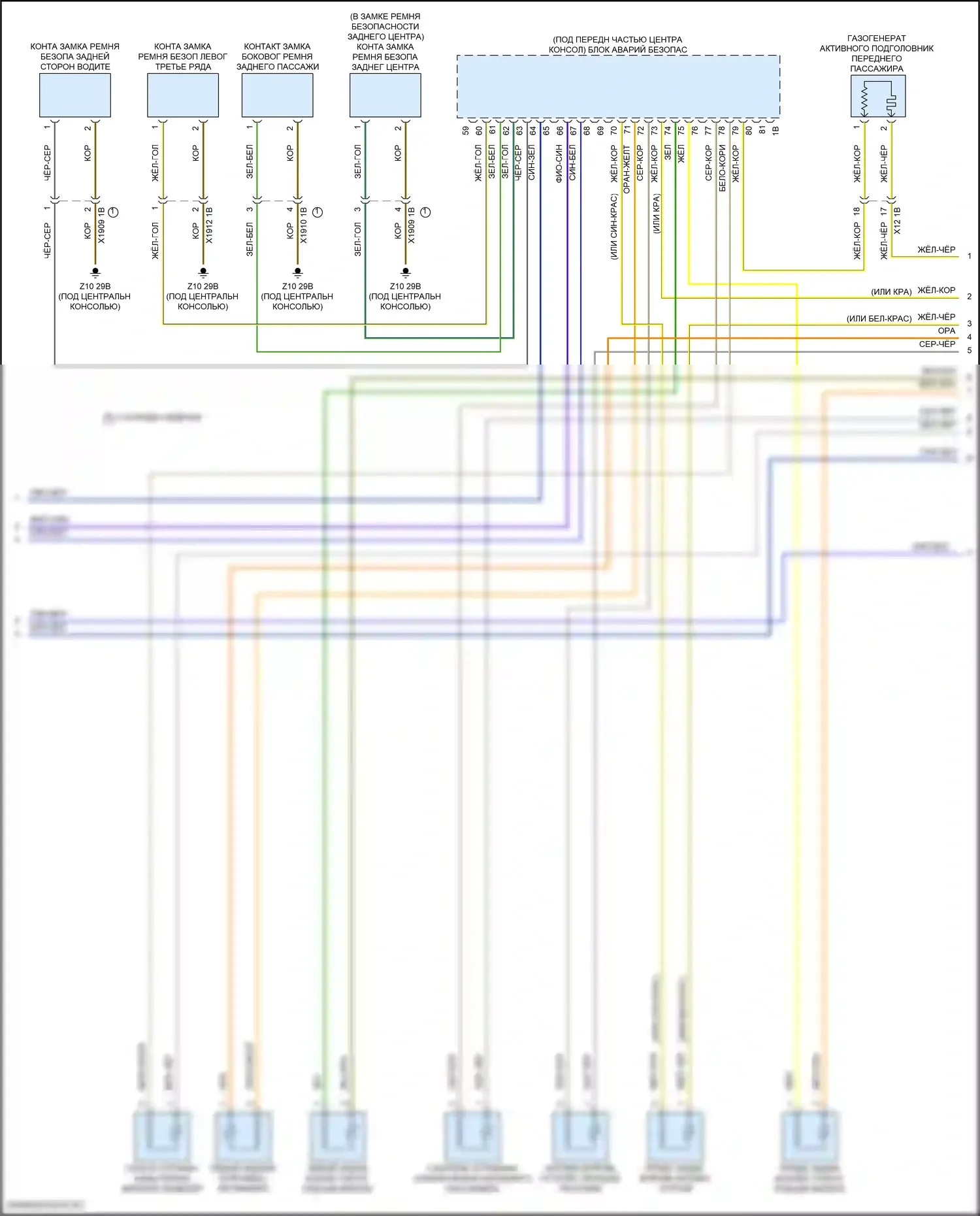 X6 BMW G06 рестайлинг (2023-2024): Электросхема подушек безопасности (3 из 4) 