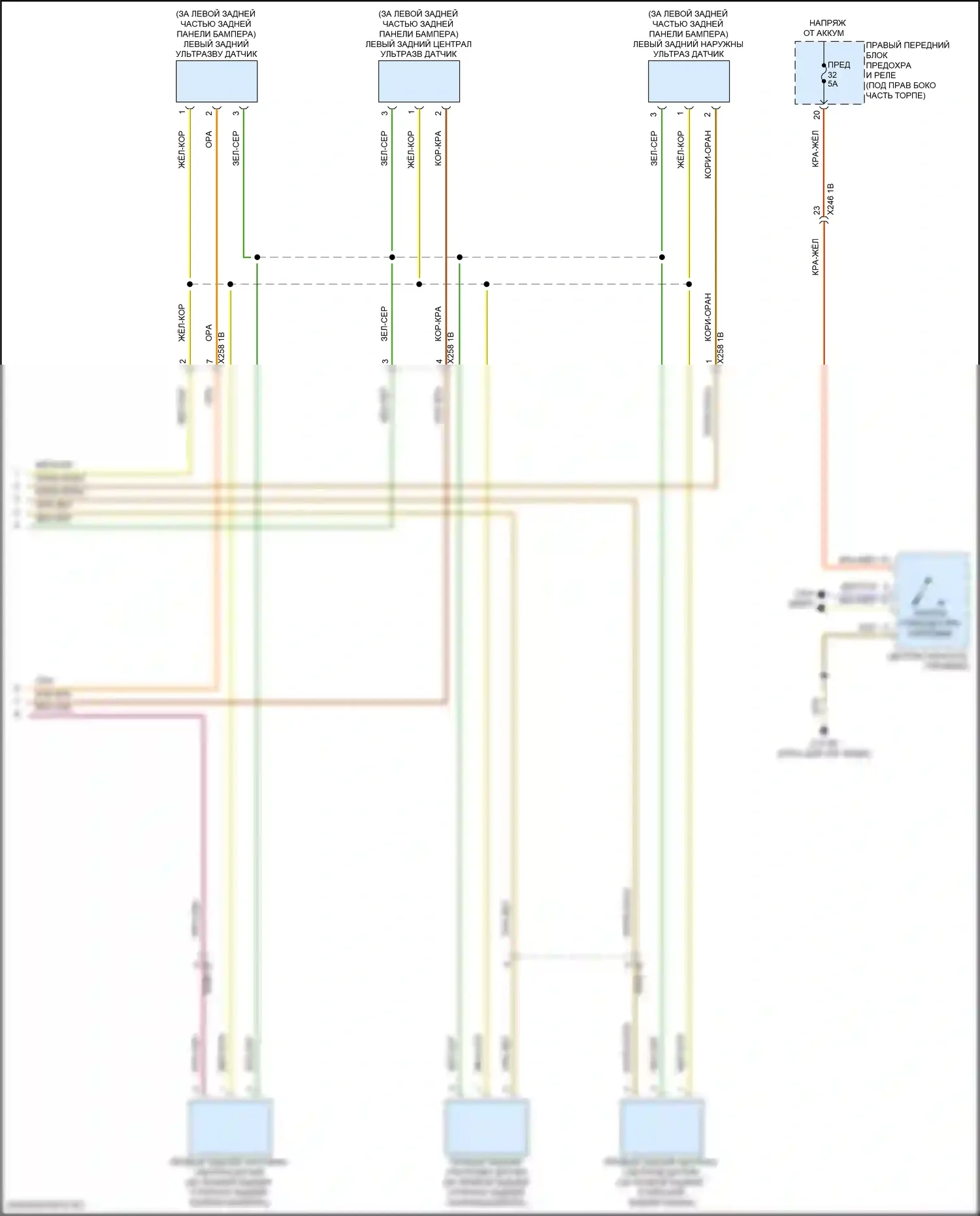 X6 BMW G06 рестайлинг (2023-2024): Электросхема парктроника, без парктроника и камеры кругового обзора (2 из 2) 