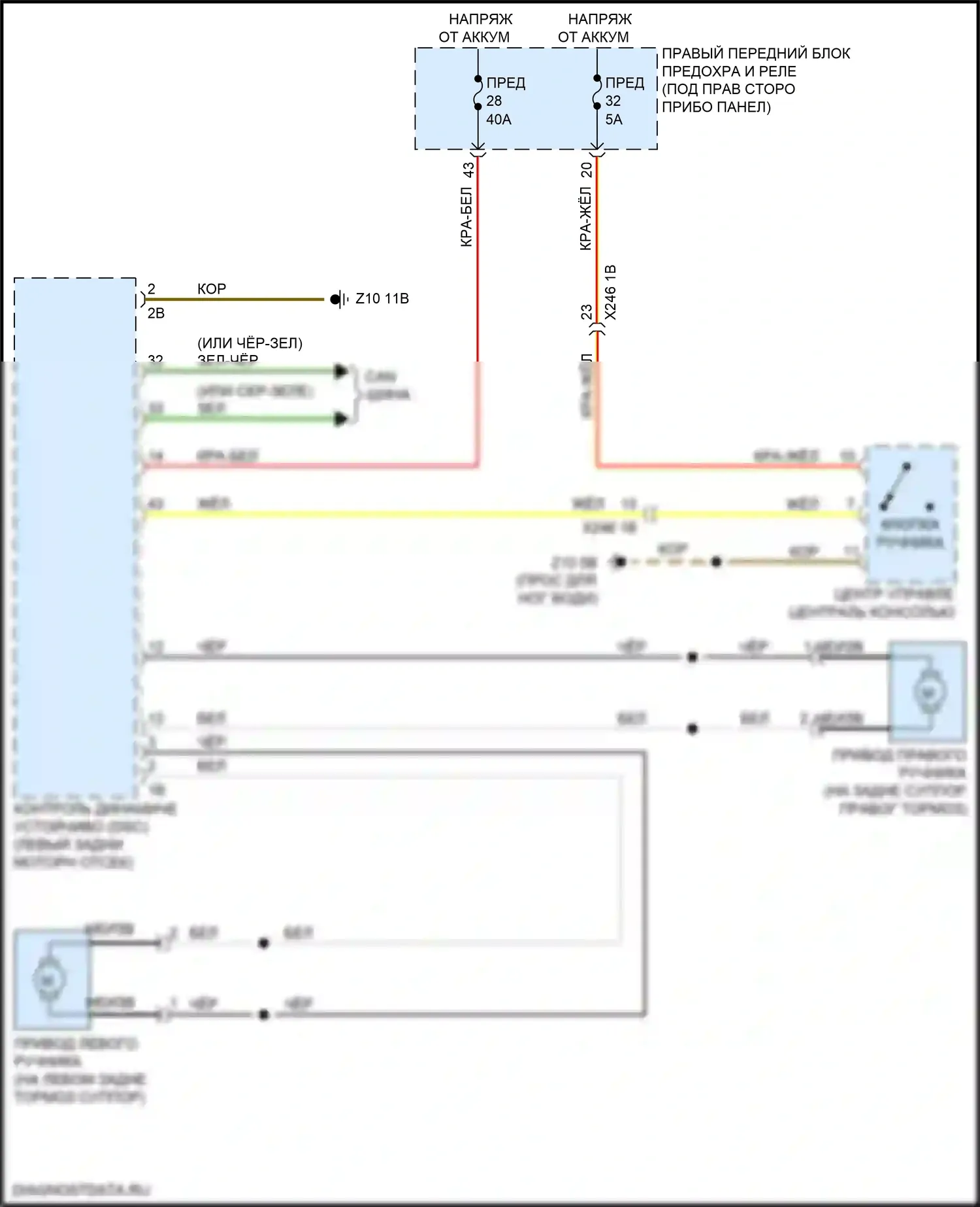 X6 BMW G06 (2019-2023): Электросхема блокировки селектора 