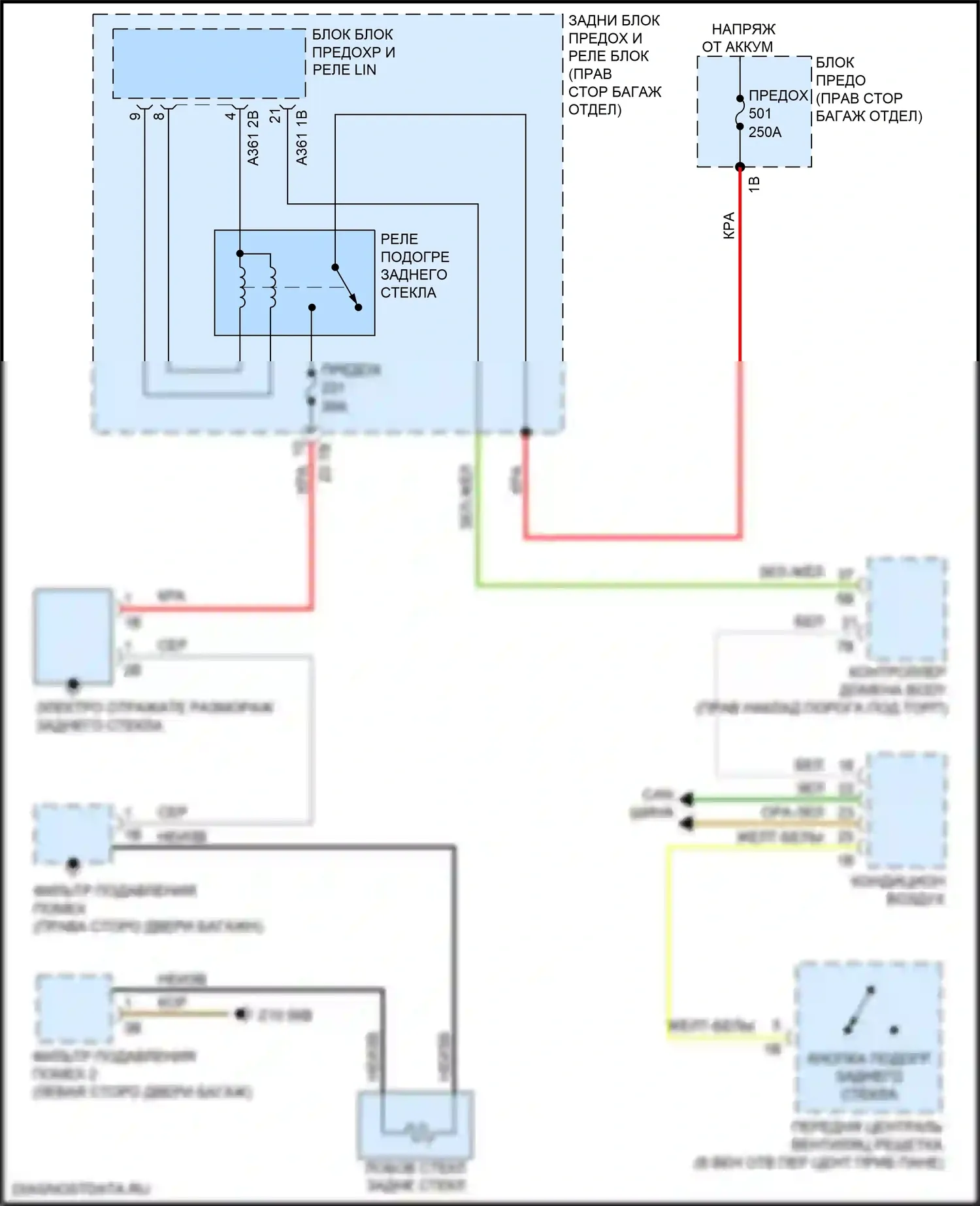 X6 BMW G06 (2019-2023): Электросхема заднего подогрева 