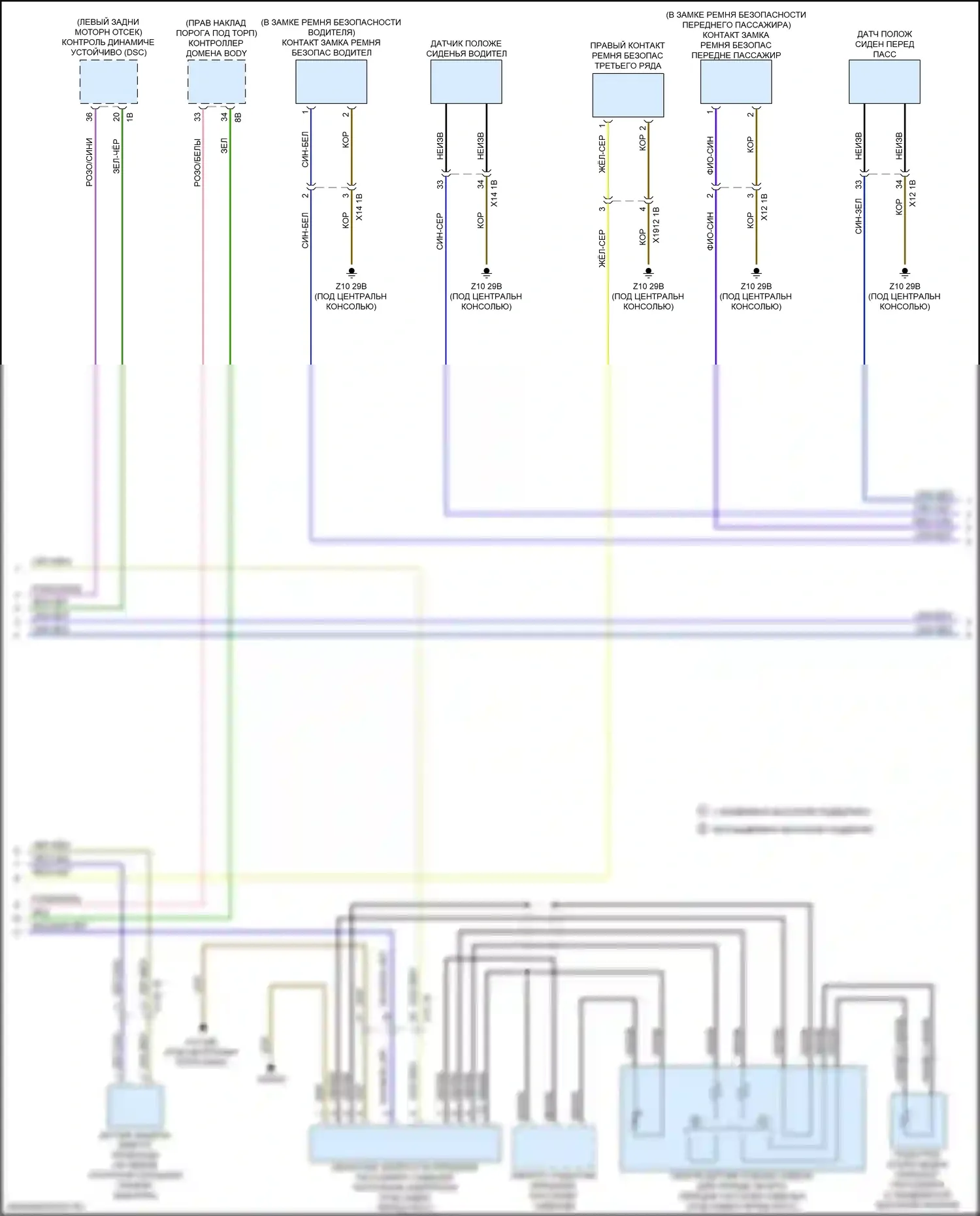 X6 BMW G06 (2019-2023): Электросхема подушек безопасности (2 из 4) 
