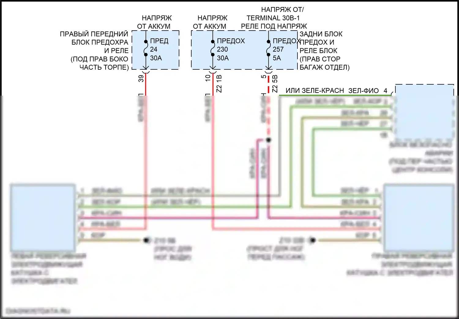 X6 BMW G06 (2019-2023): Электросхема подушек безопасности 