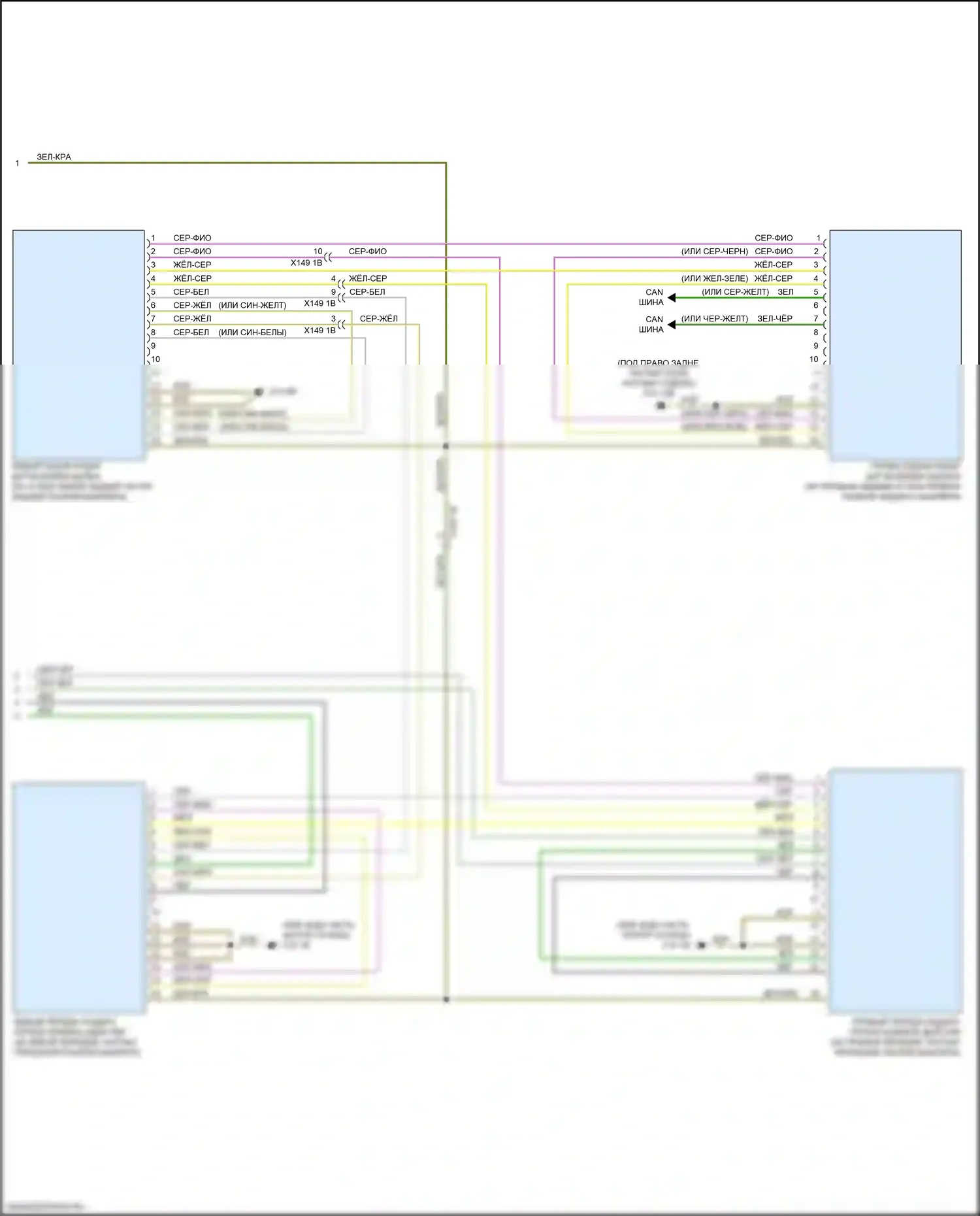 X6 BMW G06 (2019-2023): Электросхема контроля в слепой зоне с передним и задним радарными датчиками (2 из 2) 