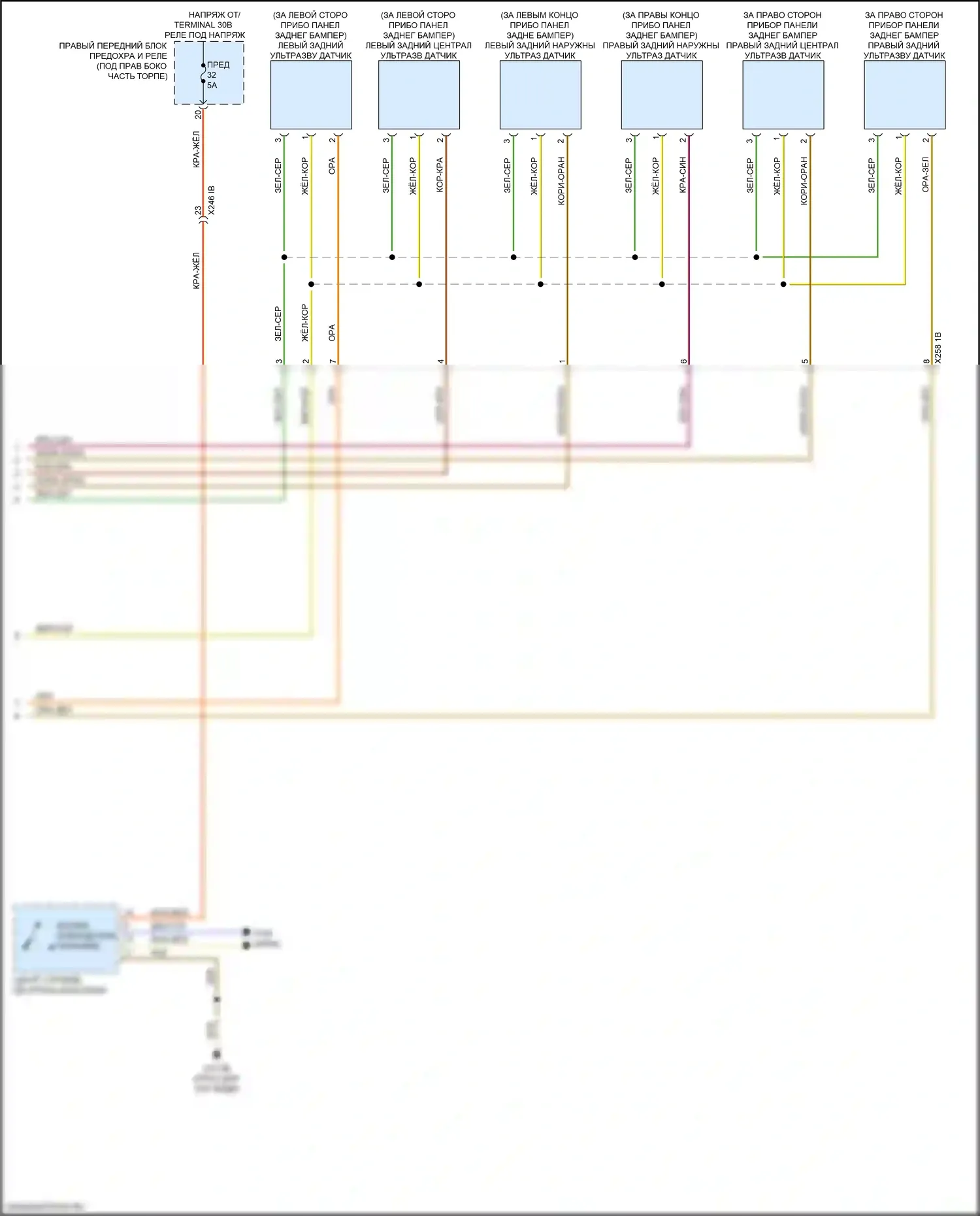 X6 BMW G06 (2019-2023): Электросхема парктроника (2 из 2) 