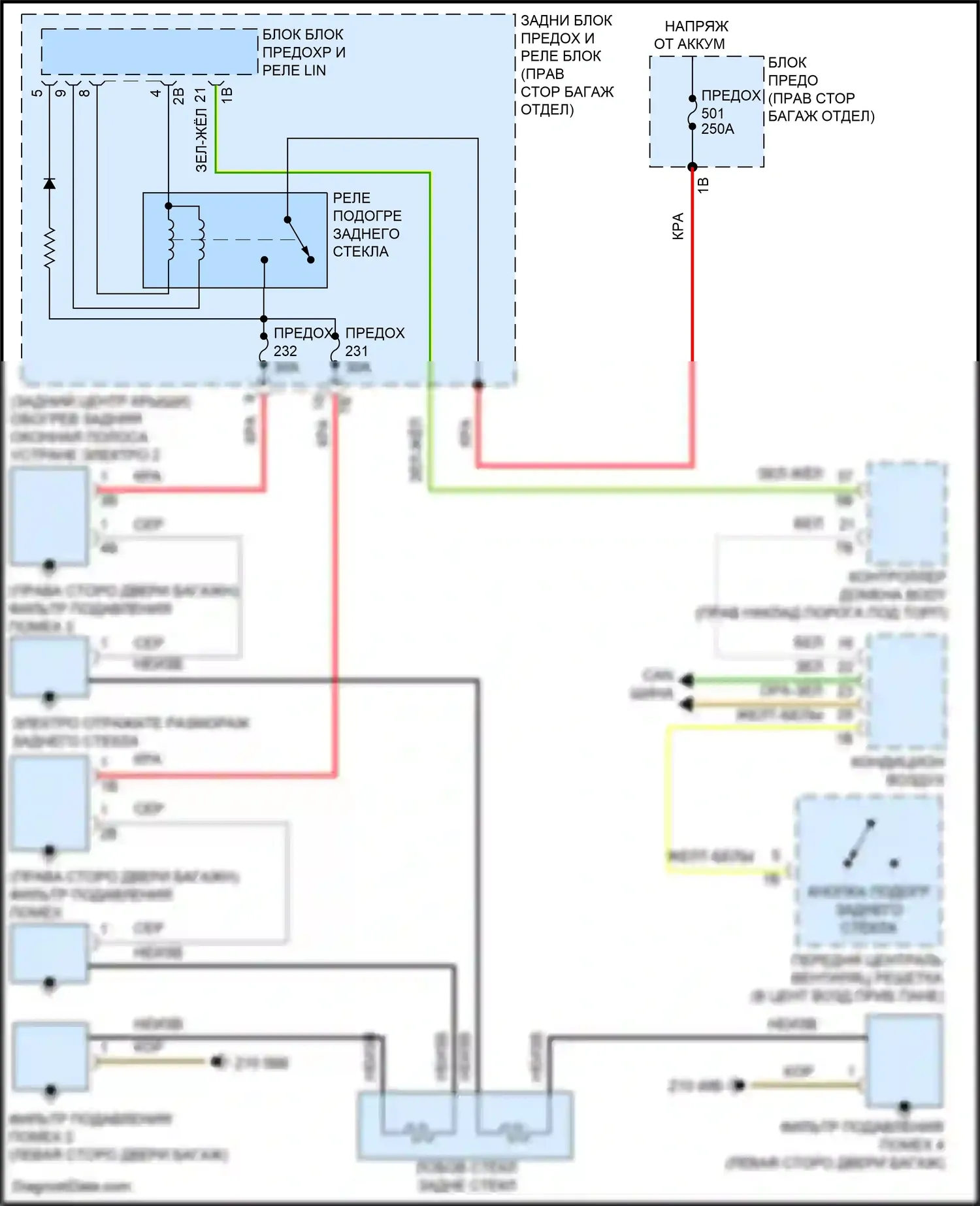 X7 BMW G07 рестайлинг (2022-2024): Электросхема заднего подогрева 