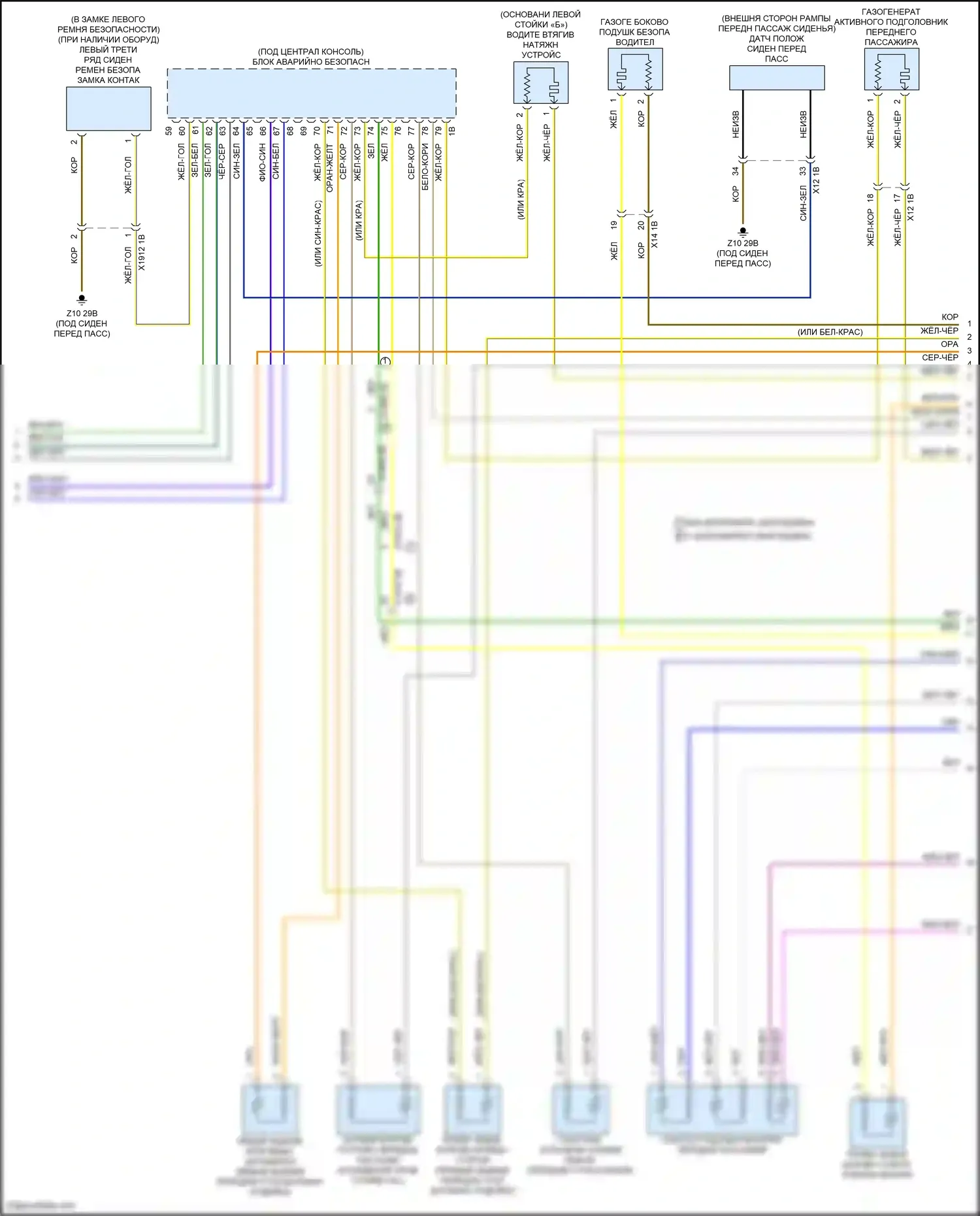 X7 BMW G07 рестайлинг (2022-2024): Электросхема подушек безопасности (3 из 4) 