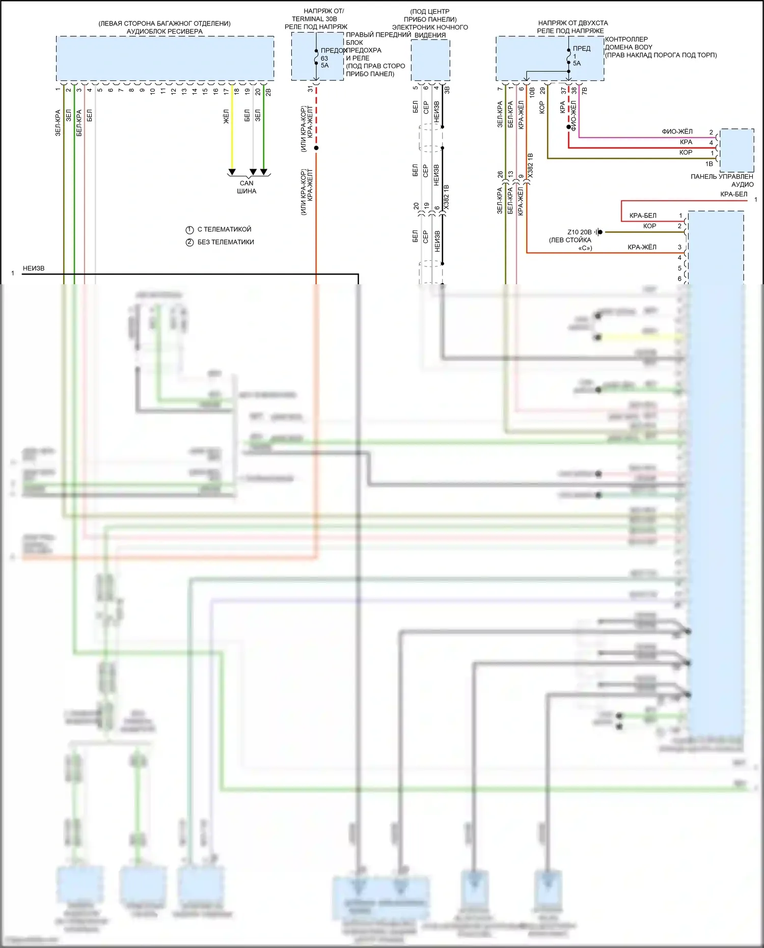 X7 BMW G07 рестайлинг (2022-2024): Электросхема навигации, средний уровень (4 из 6) 