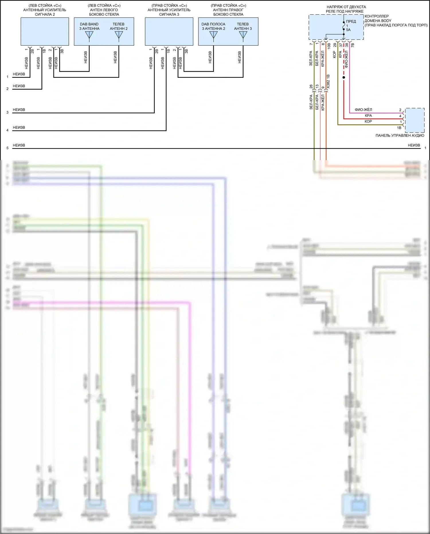 X7 BMW G07 рестайлинг (2022-2024): Электросхема навигации, высокий уровень (2 из 7) 
