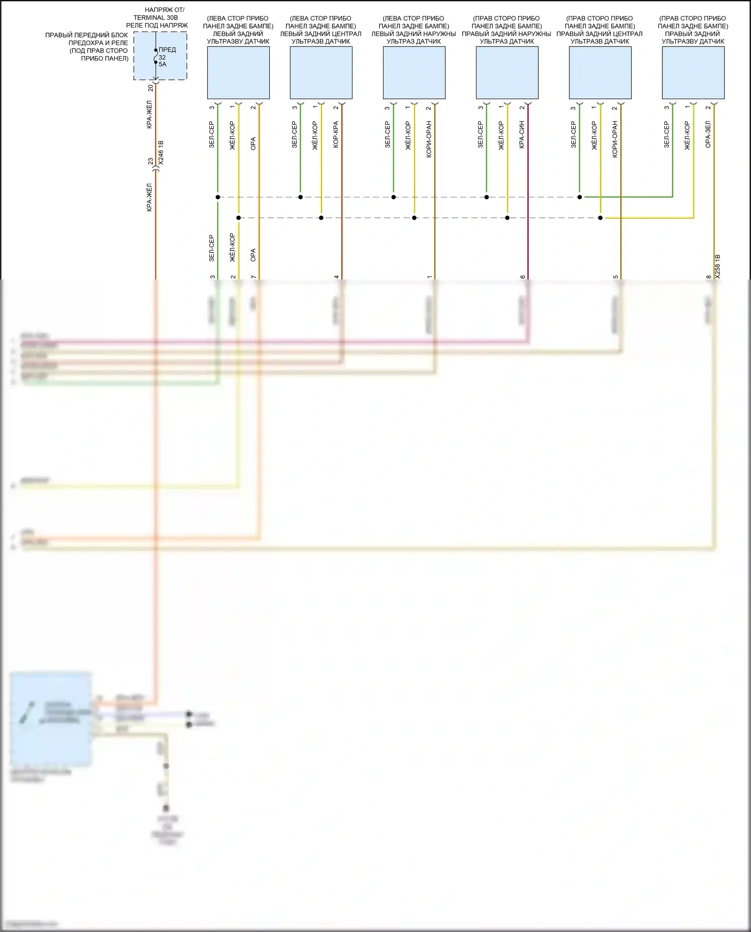 X7 BMW G07 рестайлинг (2022-2024): Электросхема помощника по парковке, с помощником по парковке (2 из 2) 